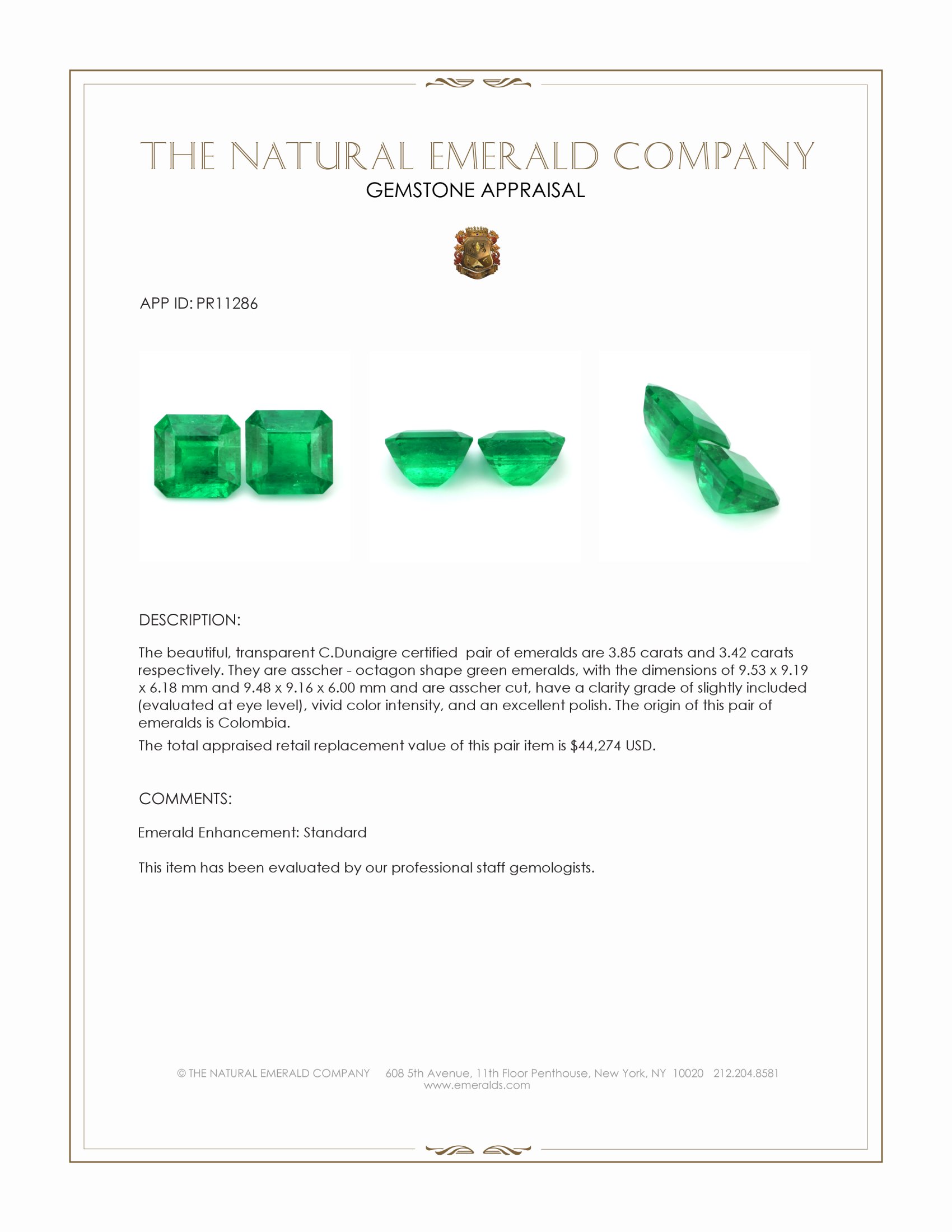 7.27 Ct.Tw. Emerald Pair from Colombia
