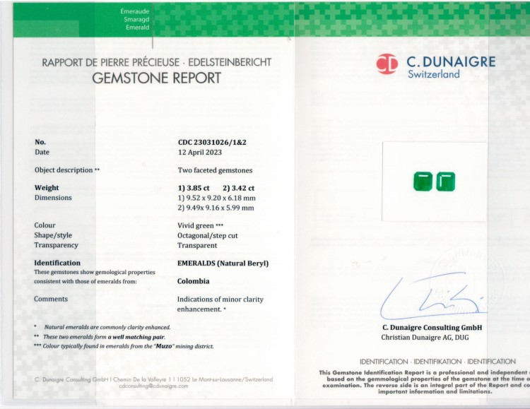 7.27 Ct.Tw. Emerald Pair from Colombia