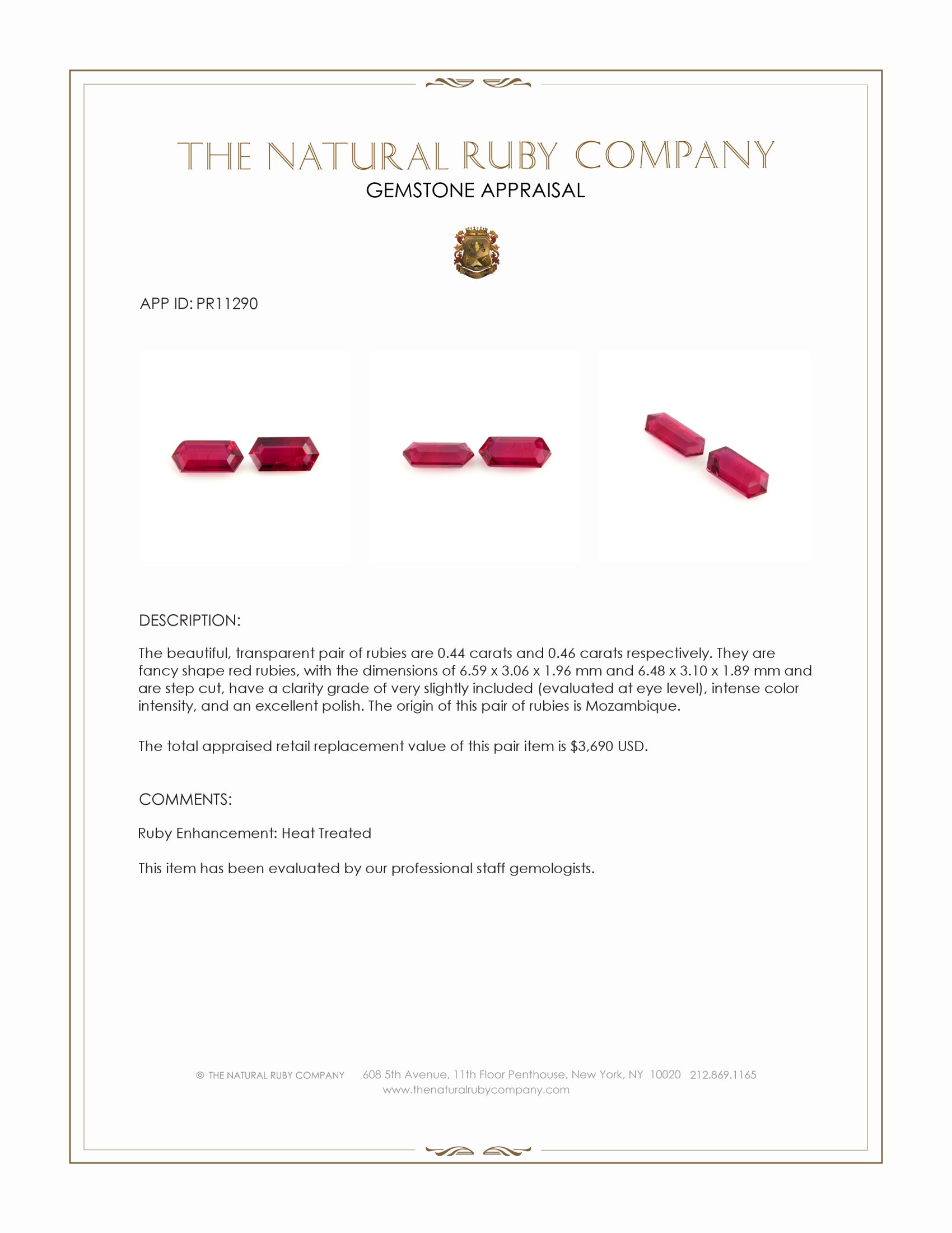 0.90 Ct.Tw. Ruby Pair from Mozambique