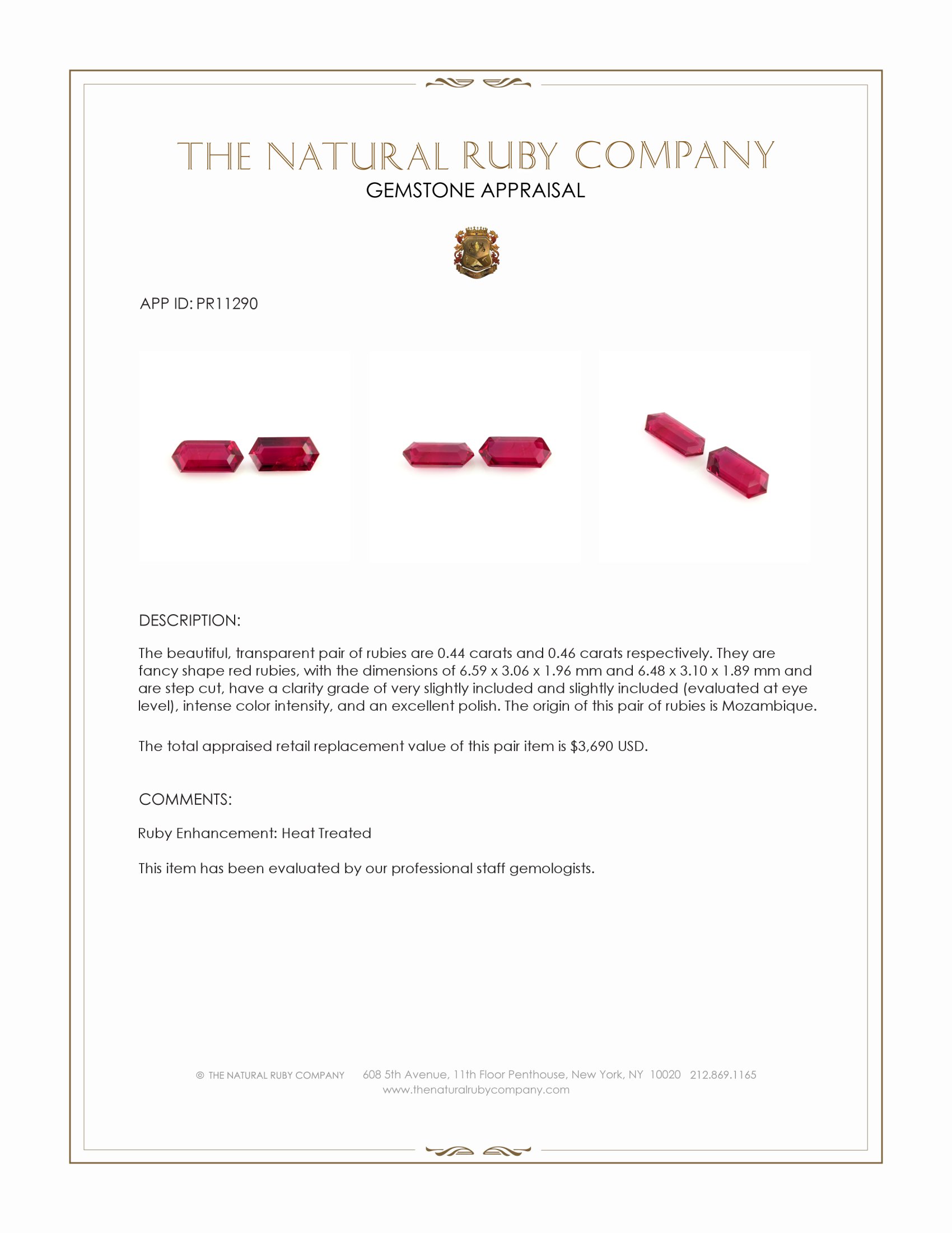 0.90 Ct.Tw. Ruby Pair from Mozambique