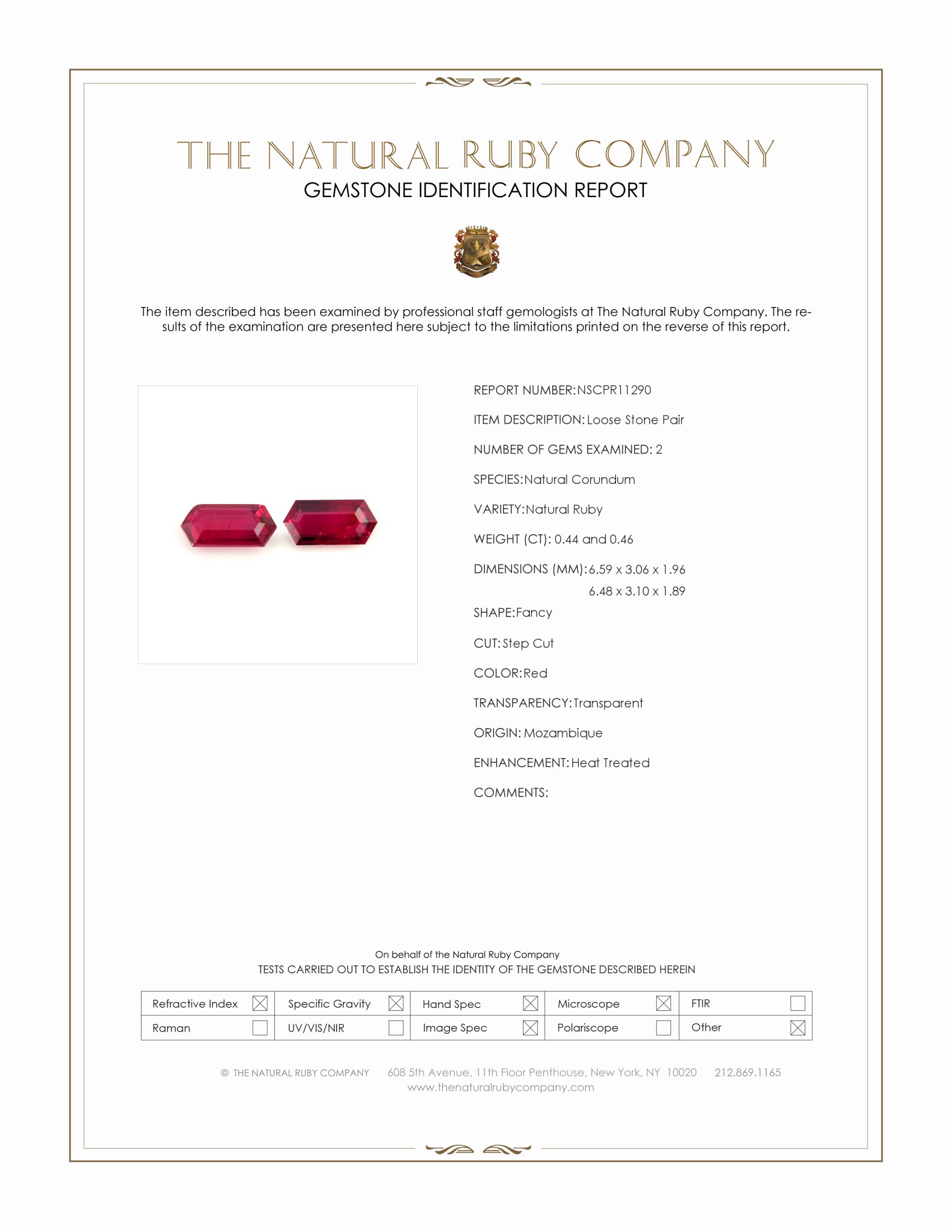 0.90 Ct.Tw. Ruby Pair from Mozambique