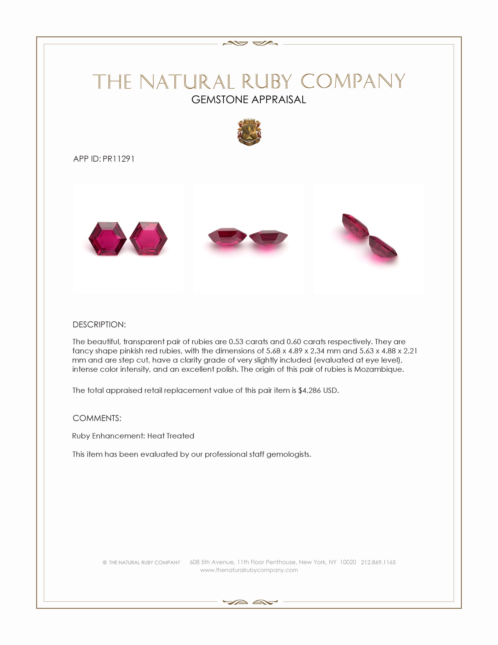 1.13 Ct.Tw. Ruby Pair from Mozambique
