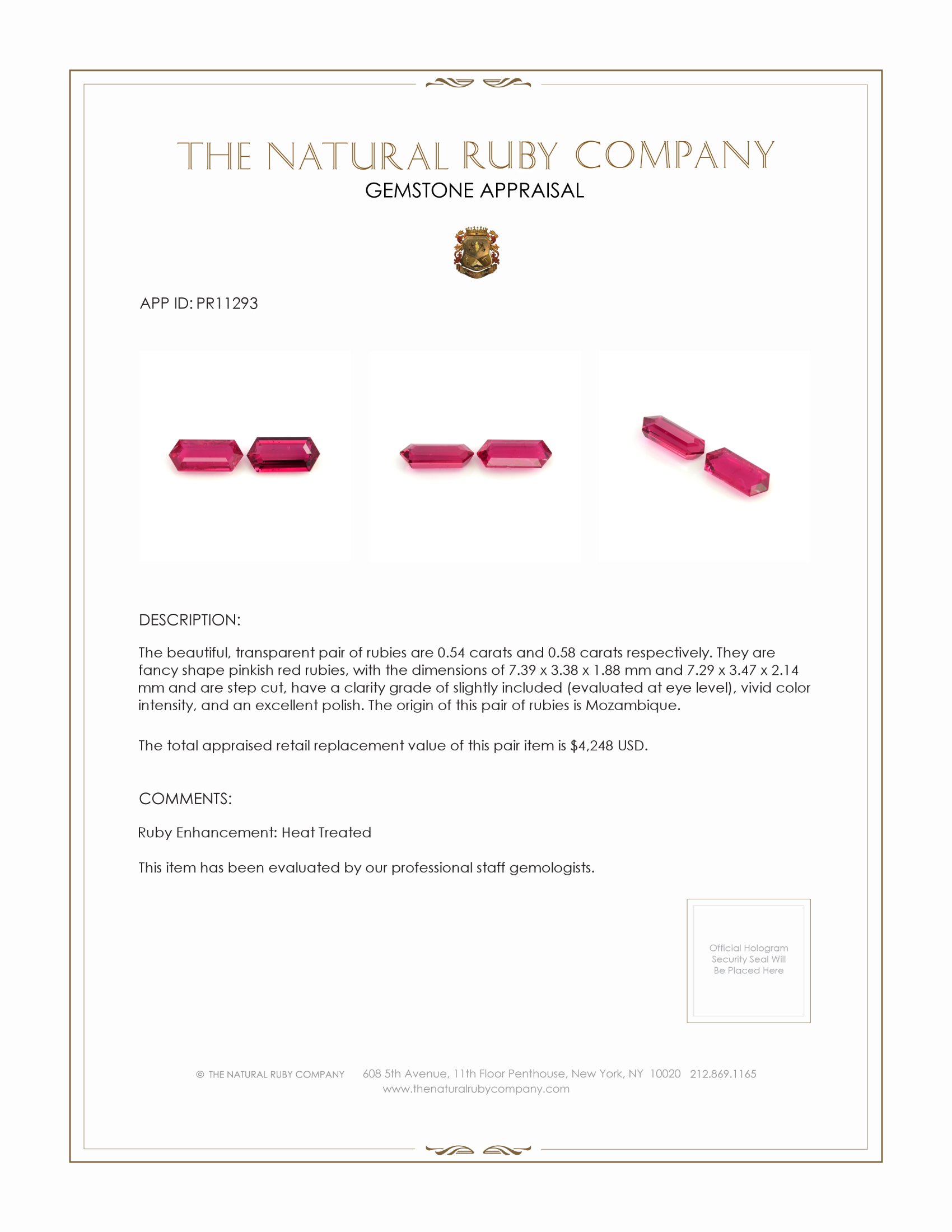 1.12 Ct.Tw. Ruby Pair from Mozambique