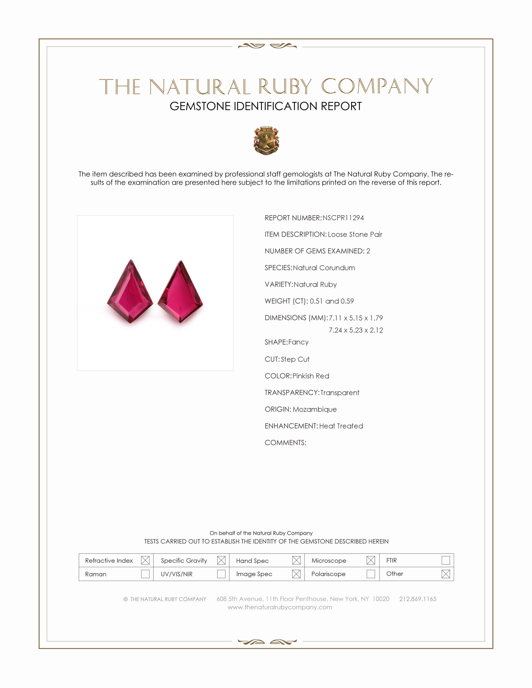 1.10 Ct.Tw. Pinkish Red Ruby Pair from Mozambique
