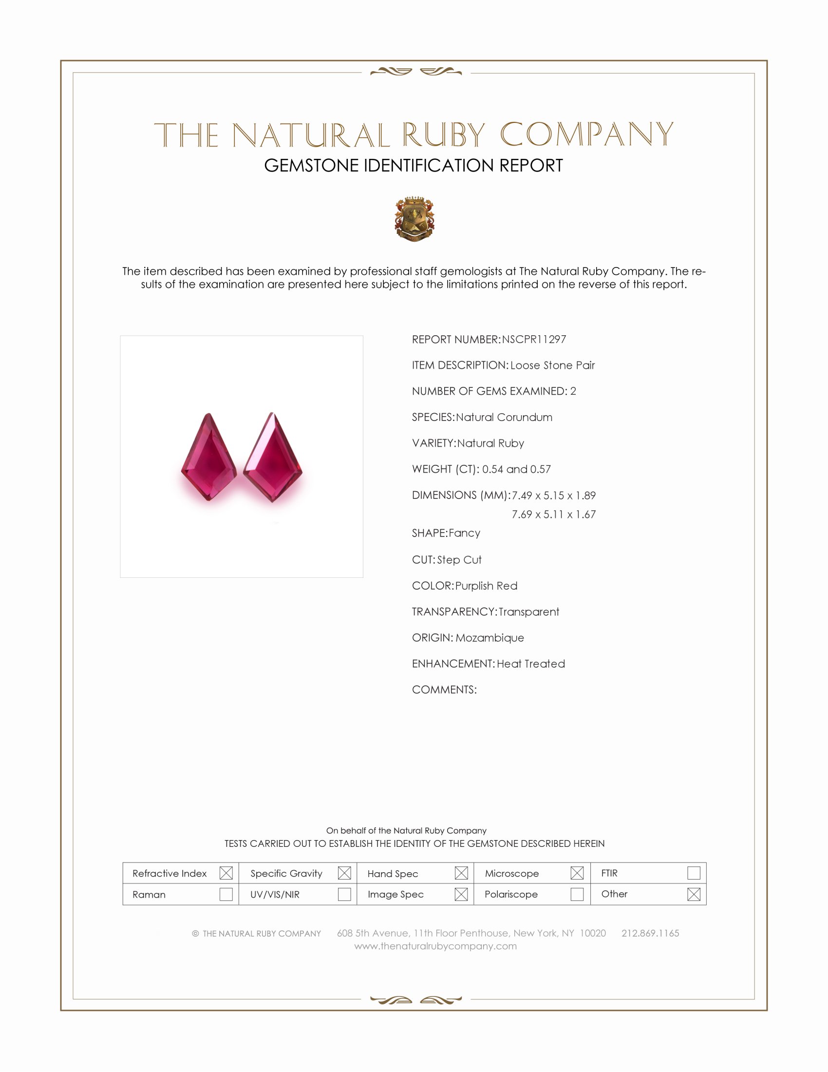 1.11 Ct.Tw. Purplish Red Ruby Pair from Mozambique