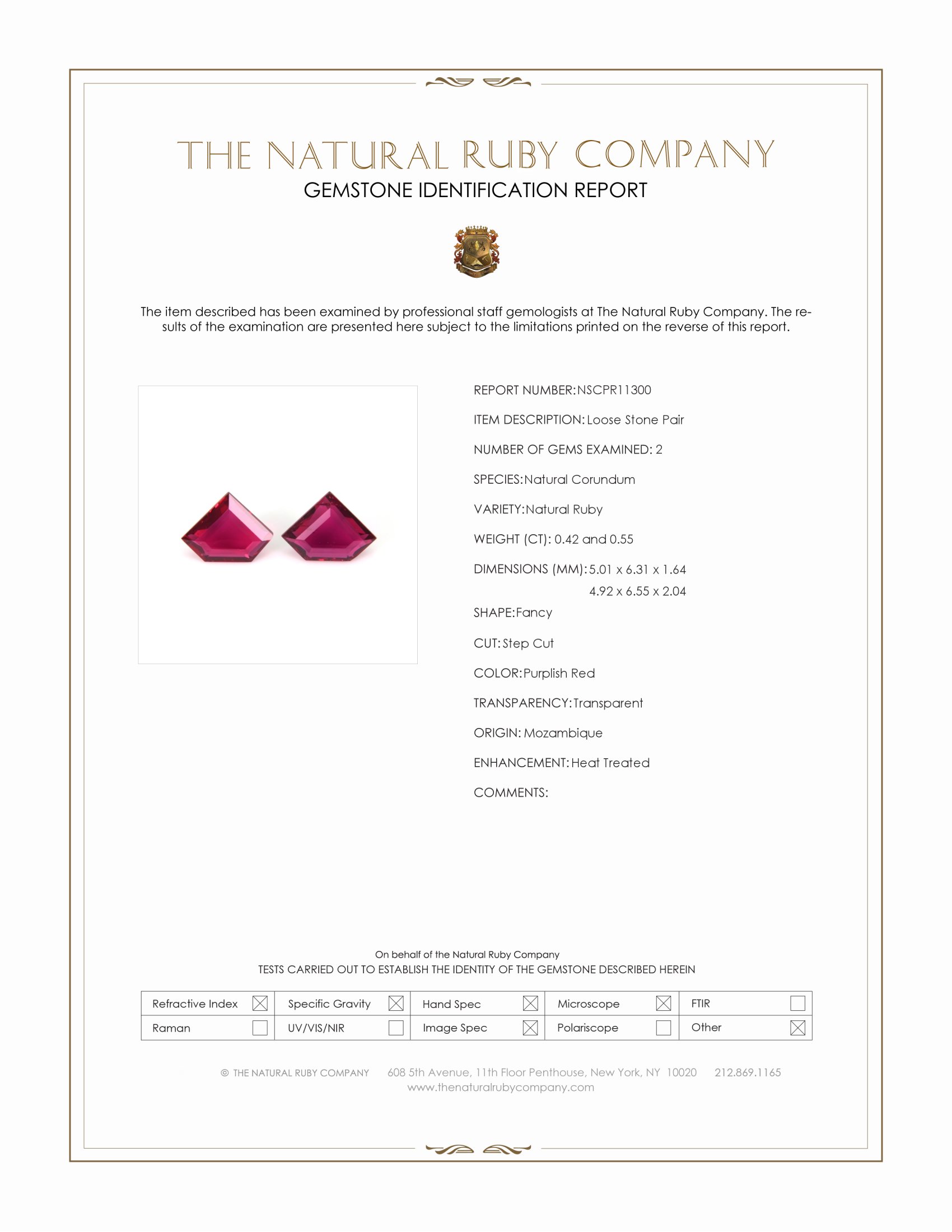 0.97 Ct.Tw. Purplish Red Ruby Pair from Mozambique