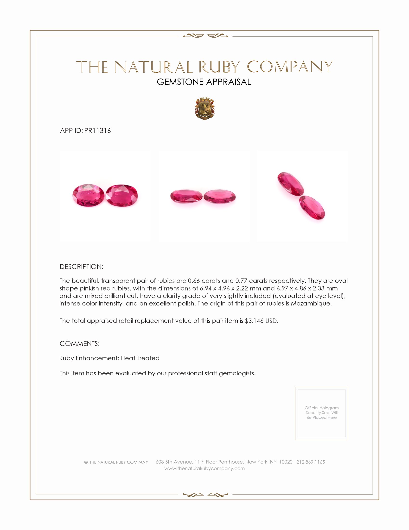 1.43 Ct.Tw. Ruby Pair from Mozambique