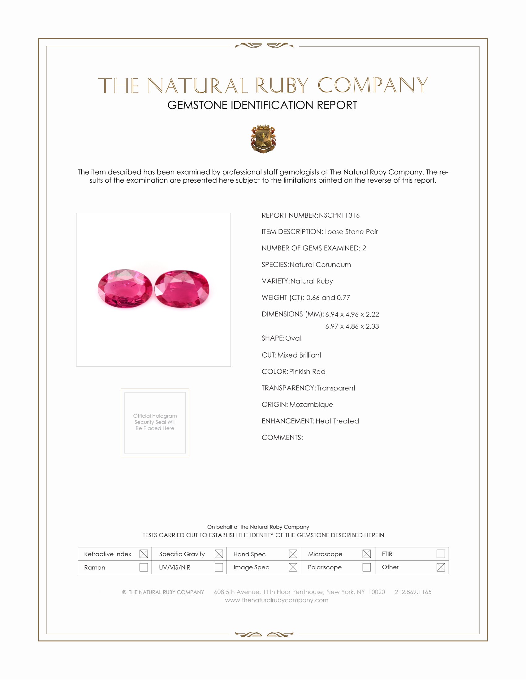 1.43 Ct.Tw. Ruby Pair from Mozambique