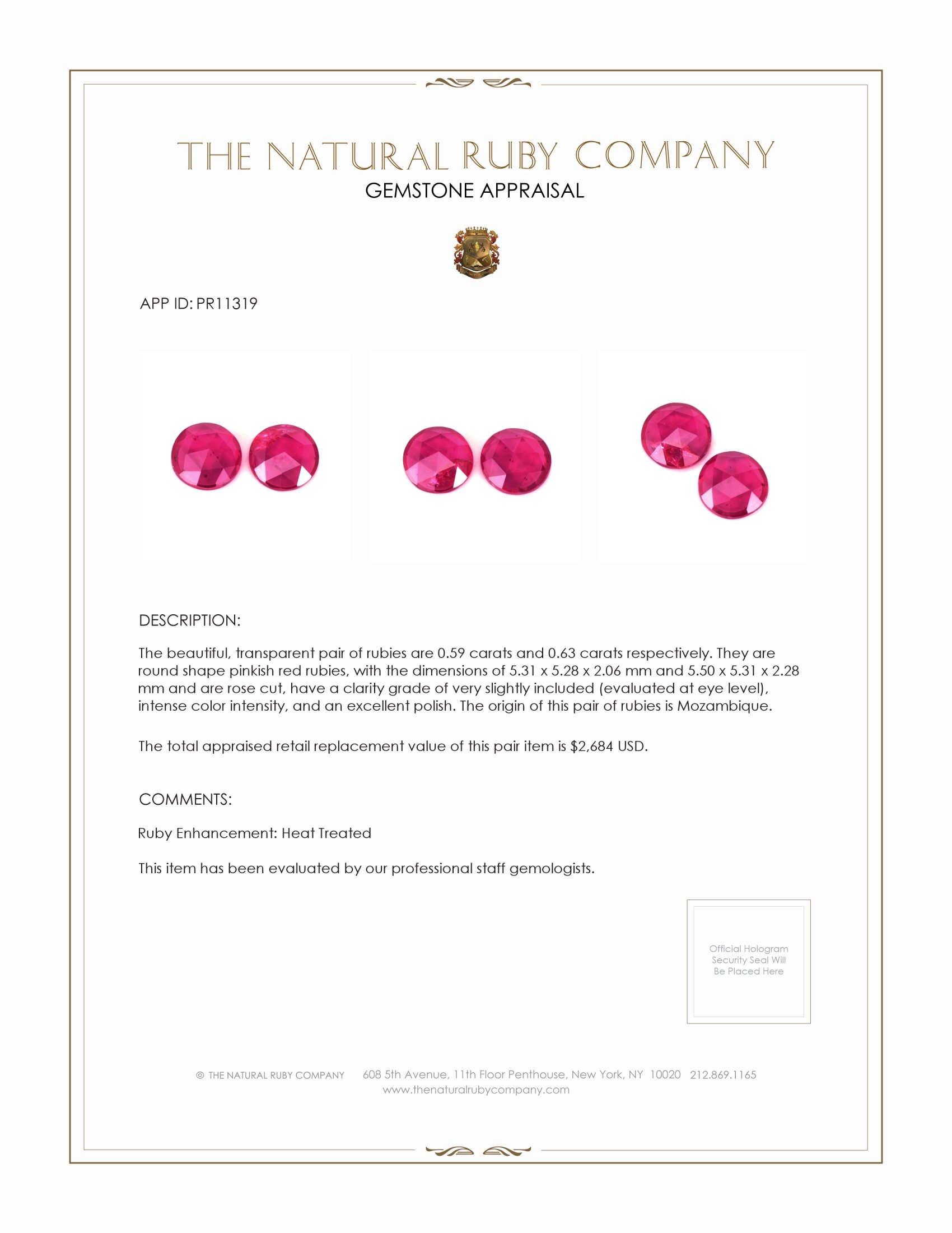 1.22 Ct.Tw. Ruby Pair from Mozambique