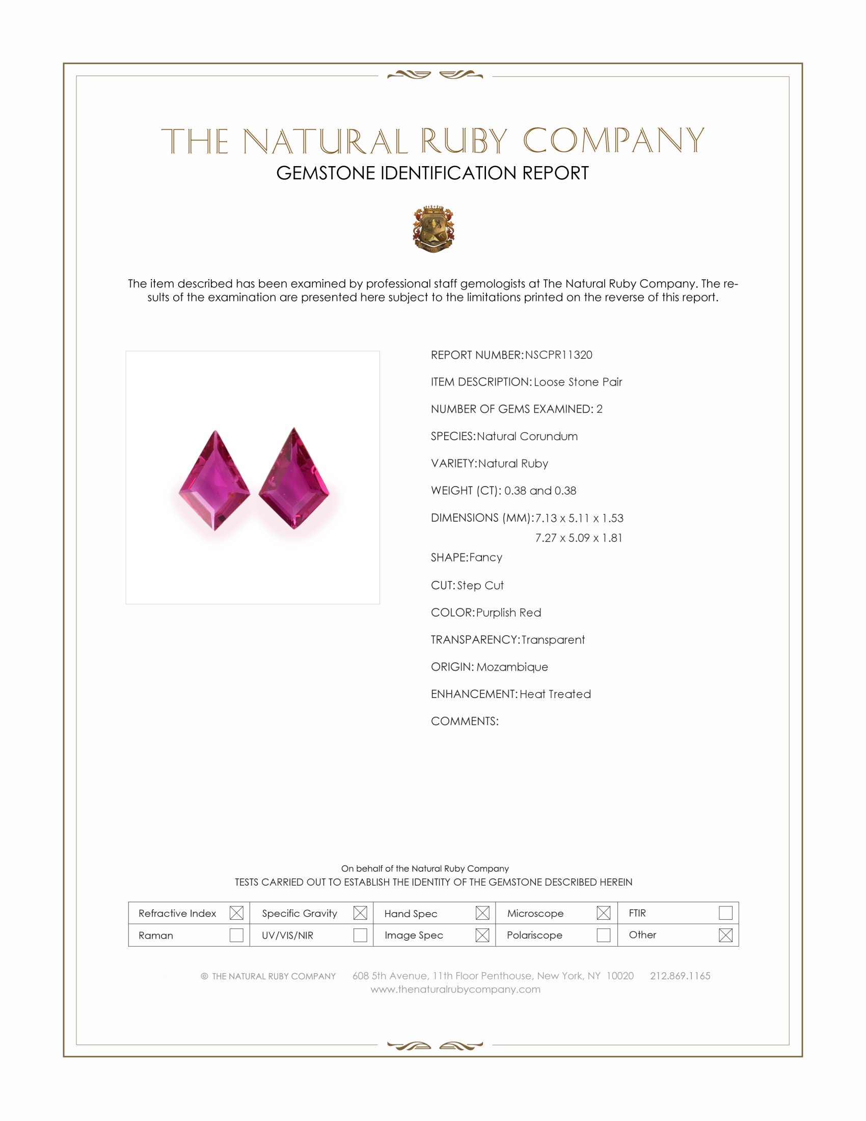 0.76 Ct.Tw. Purplish Red Ruby Pair from Mozambique