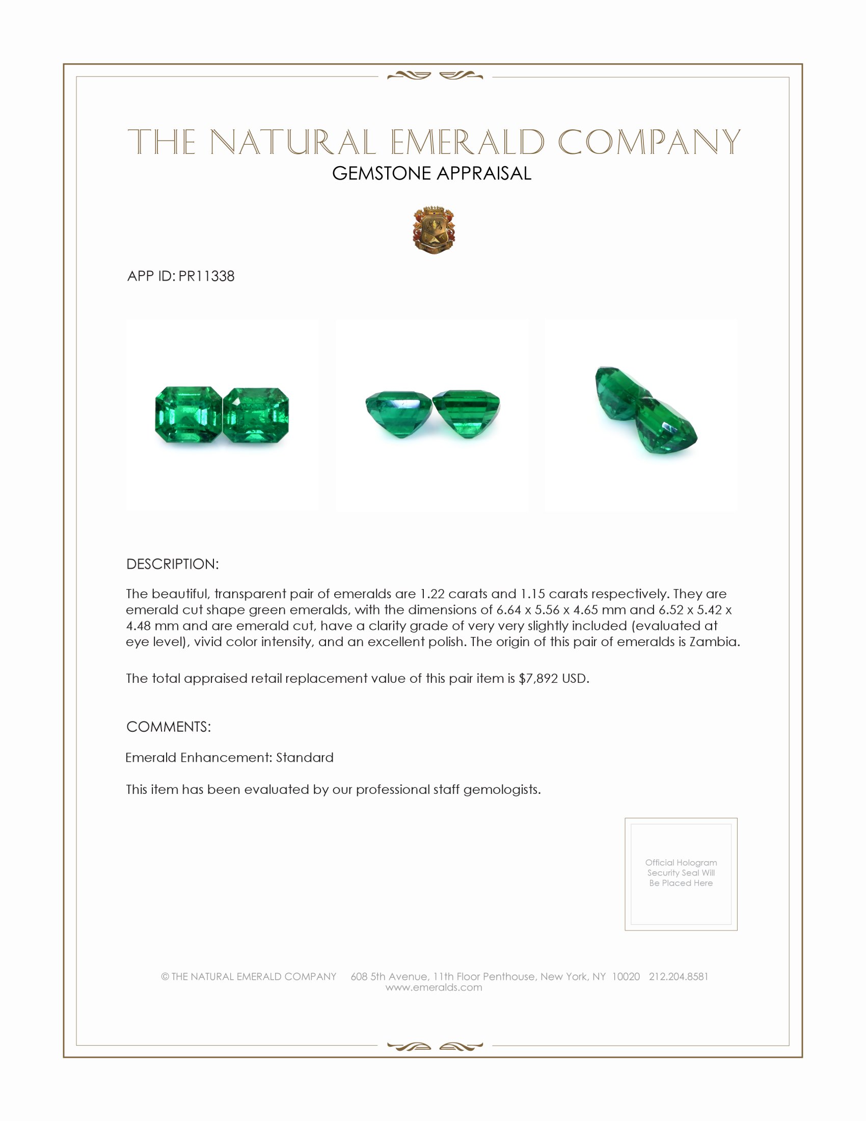 2.37 Ct.Tw. Emerald Pair from Zambia
