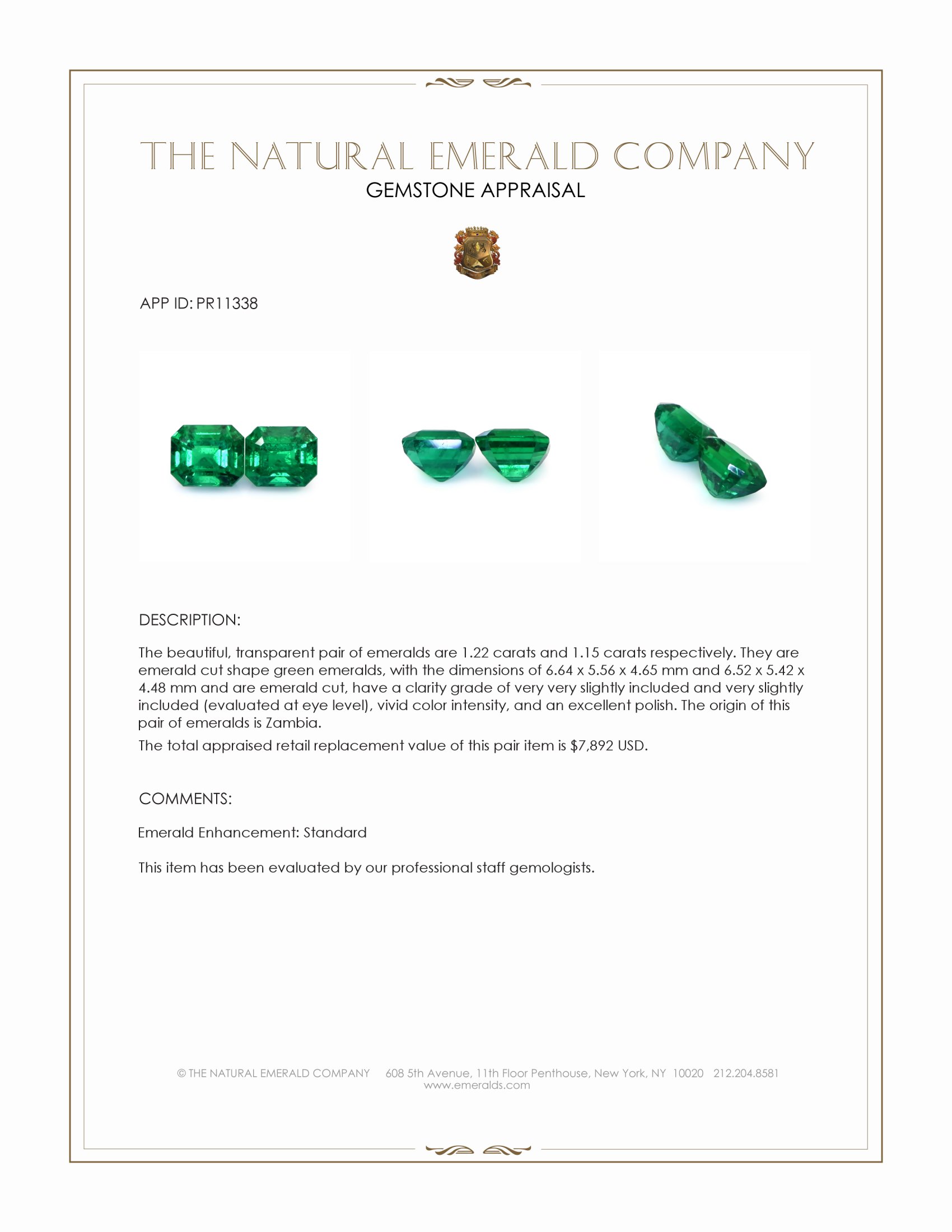 2.37 Ct.Tw. Emerald Pair from Zambia