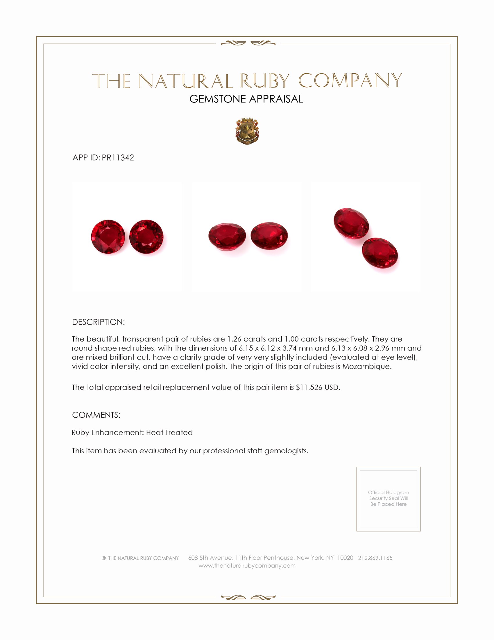 2.26 Ct.Tw. Ruby Pair from Mozambique