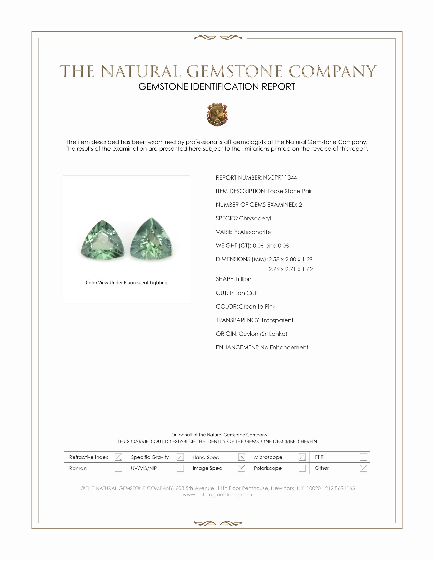 0.14 Ct.Tw. Alexandrite Pair from Ceylon (Sri Lanka)