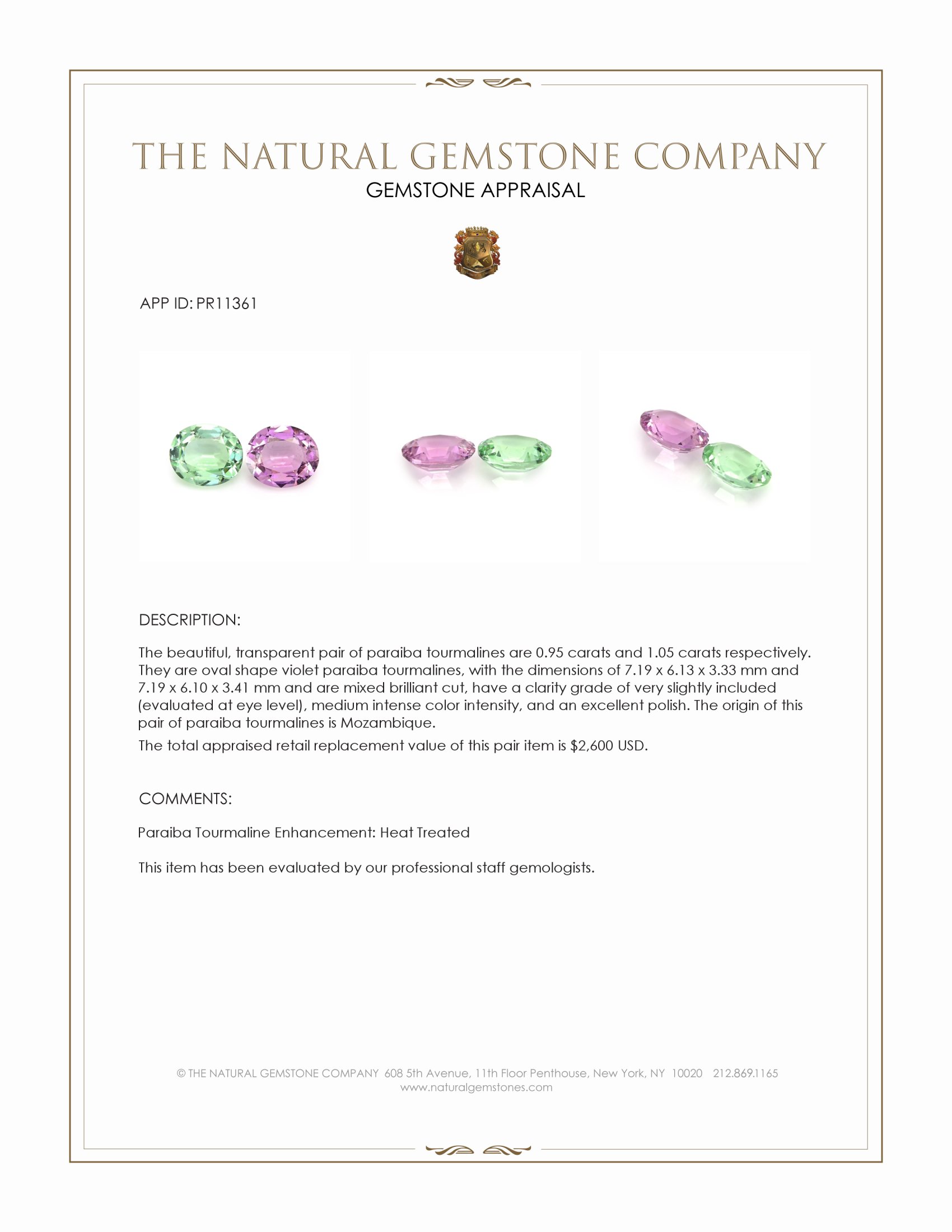 2.00 Ct.Tw. Paraiba Tourmaline Pair from Mozambique