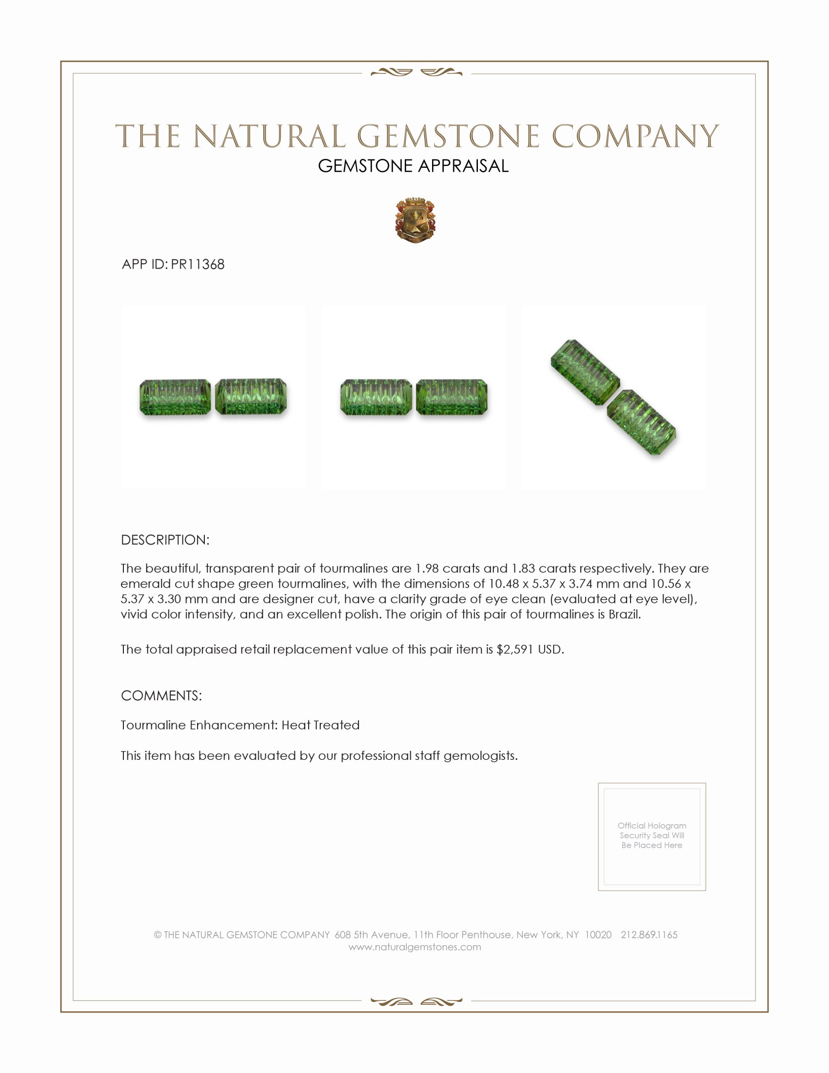 3.81 Ct.Tw. Tourmaline Pair from Brazil