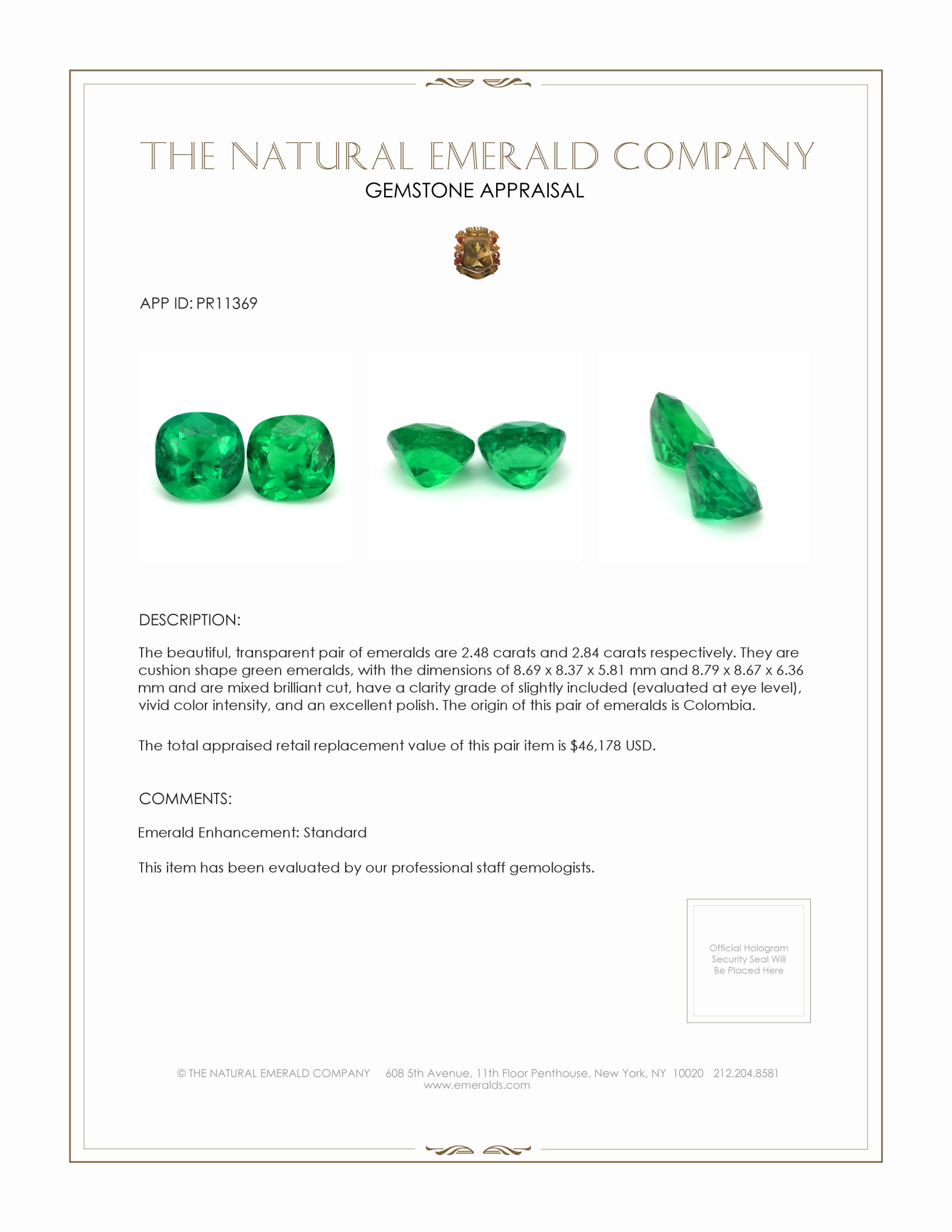 5.32 Ct.Tw. Emerald Pair from Colombia