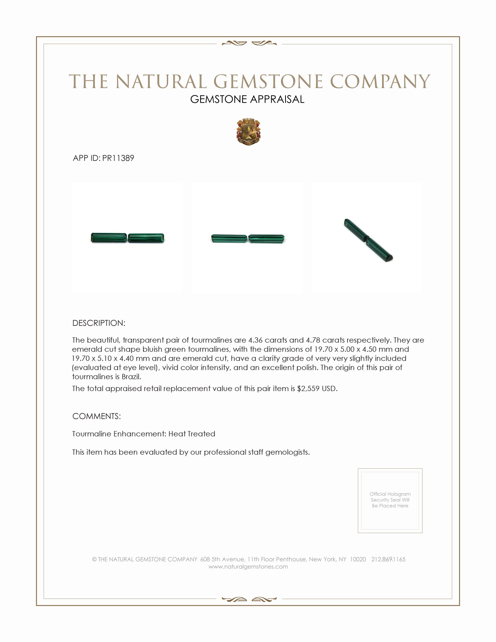 9.14 Ct.Tw. Tourmaline Pair from Brazil