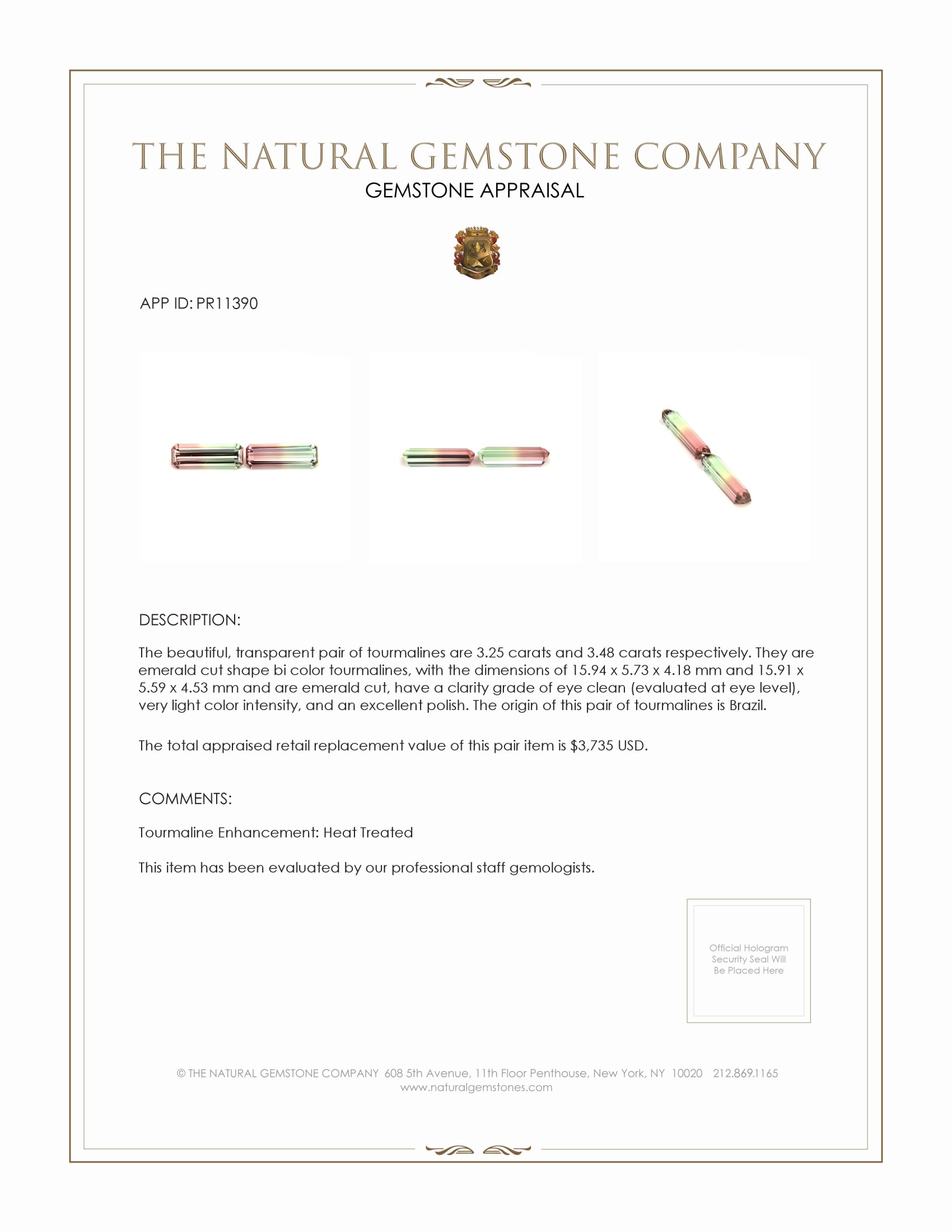 6.73 Ct.Tw. Tourmaline Pair from Brazil