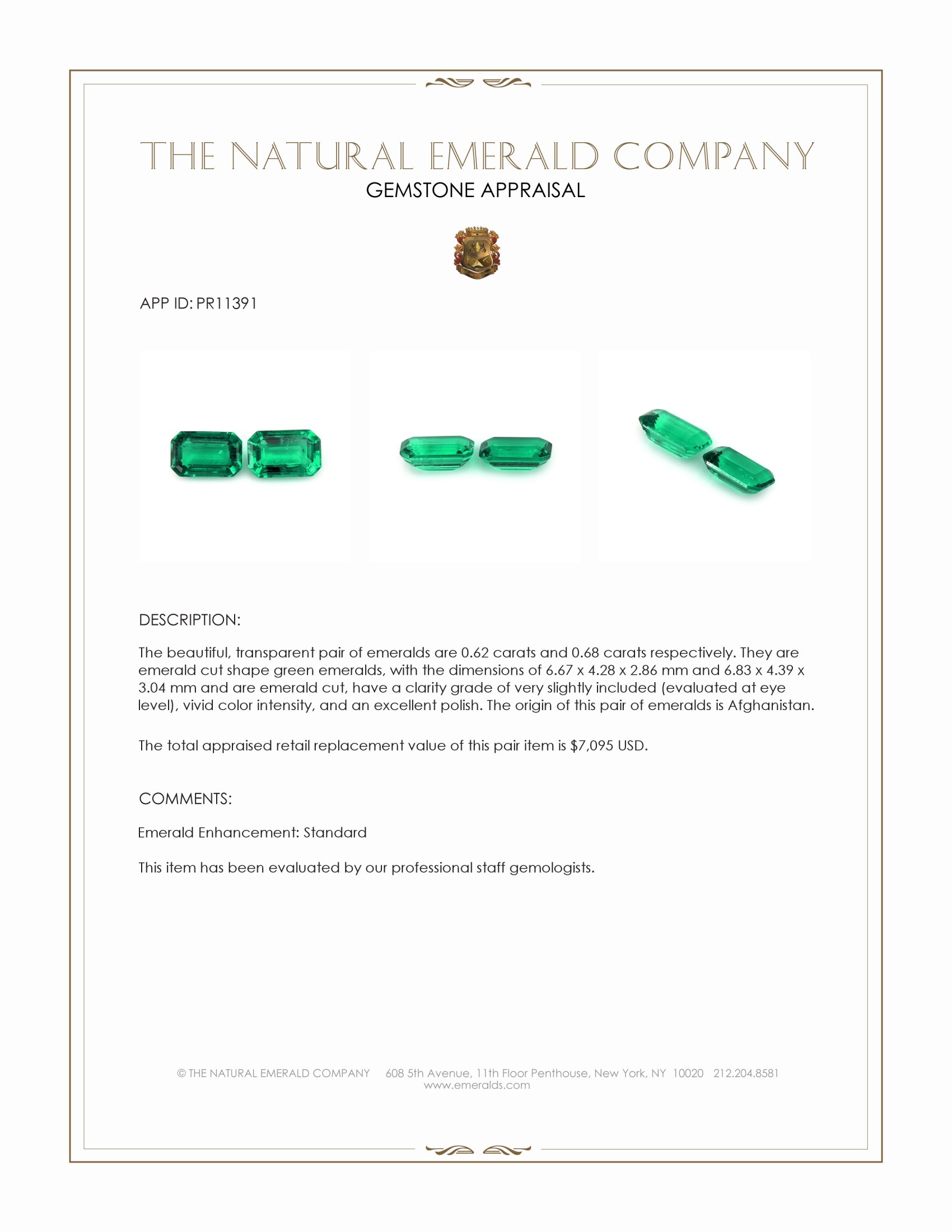 1.30 Ct.Tw. Emerald Pair from Afghanistan
