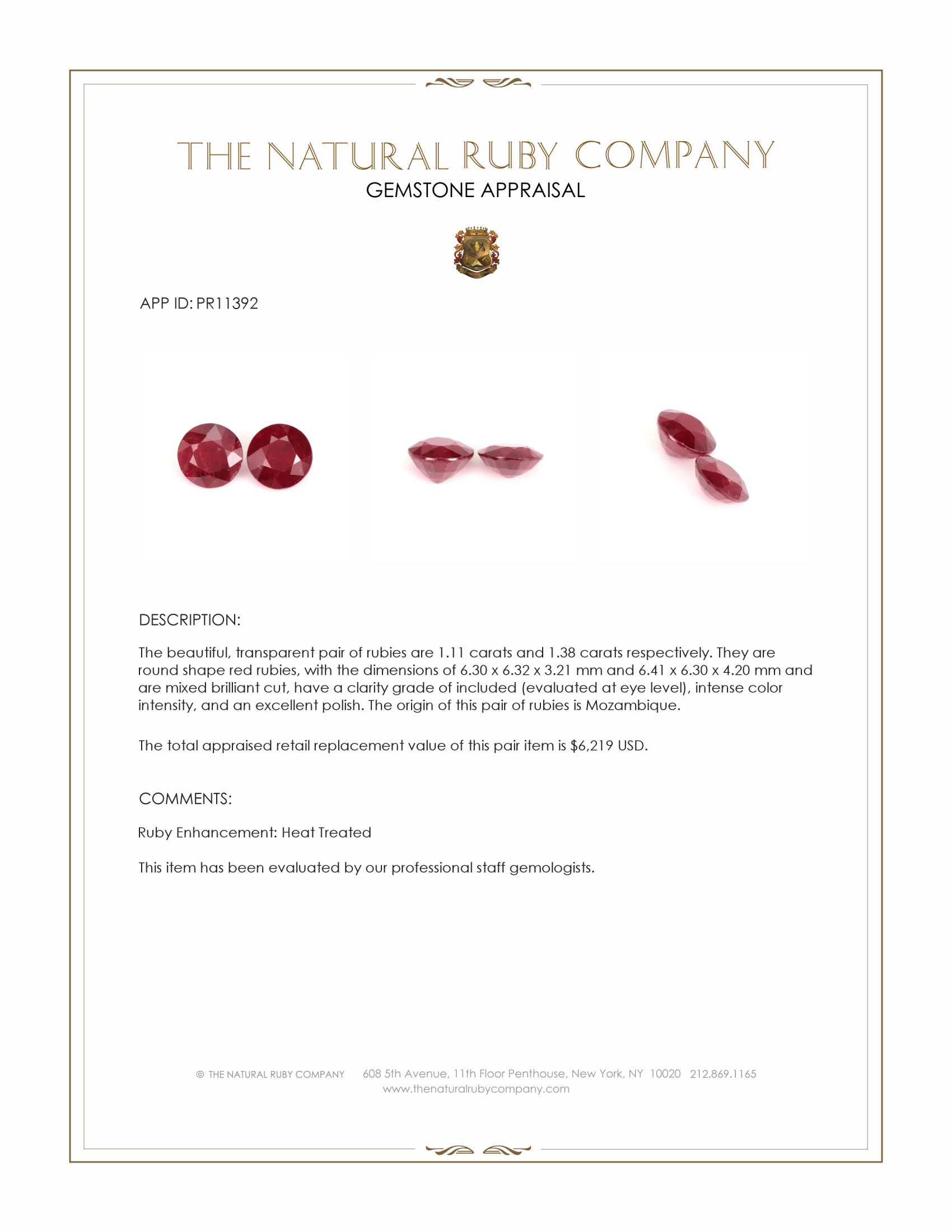 2.49 Ct.Tw. Ruby Pair from Mozambique