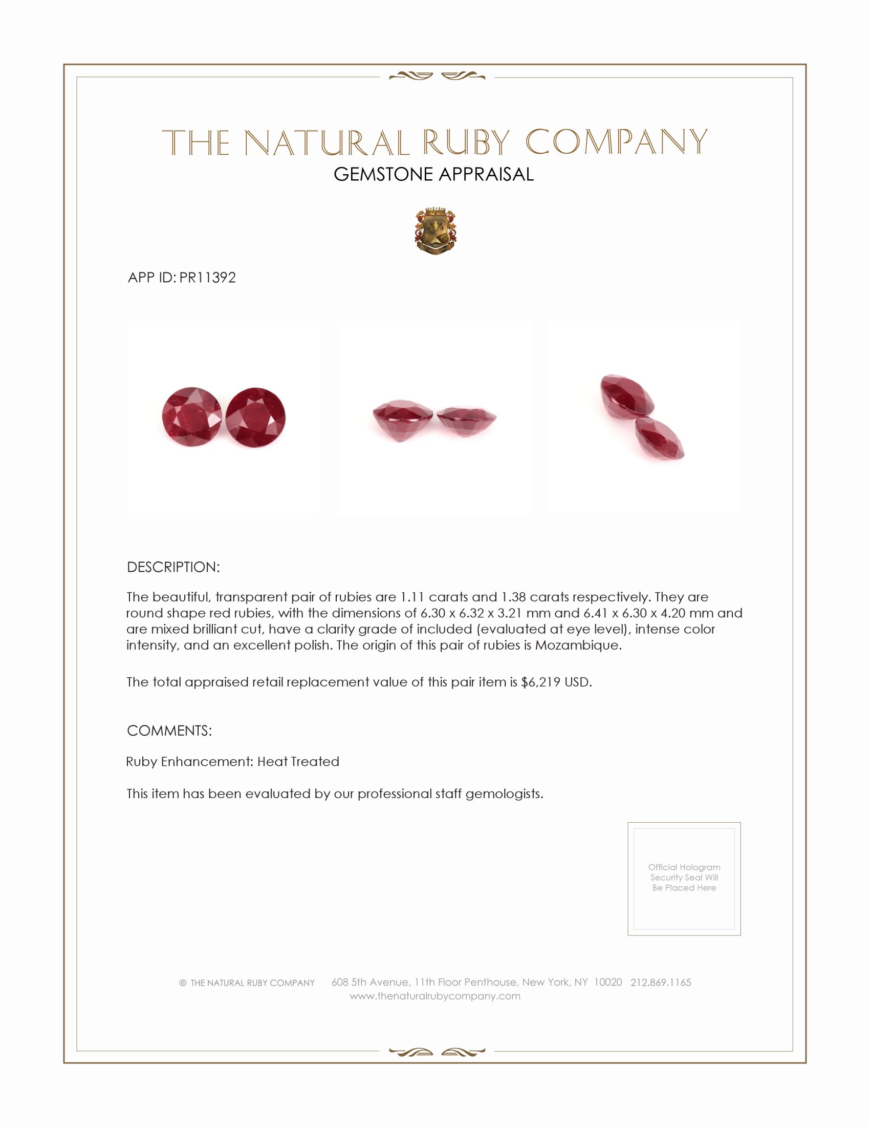 2.49 Ct.Tw. Ruby Pair from Mozambique