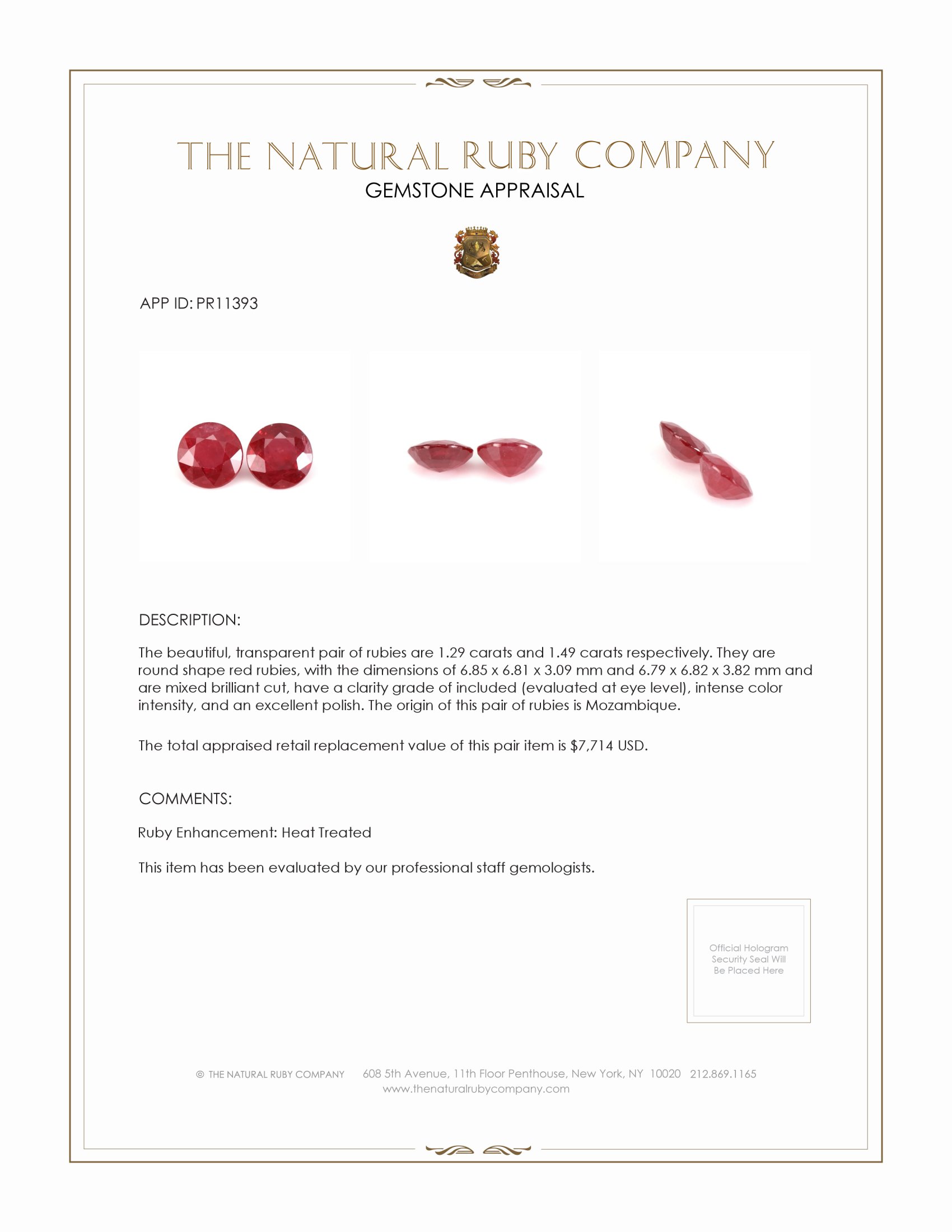 2.78 Ct.Tw. Ruby Pair from Mozambique
