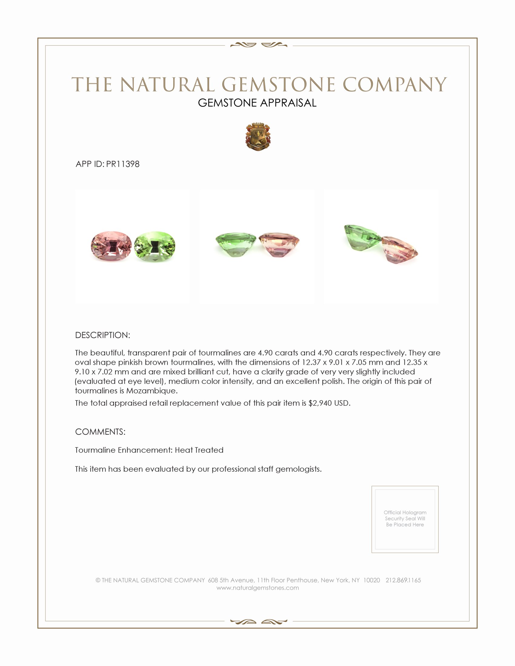 9.80 Ct.Tw. Tourmaline Pair from Mozambique