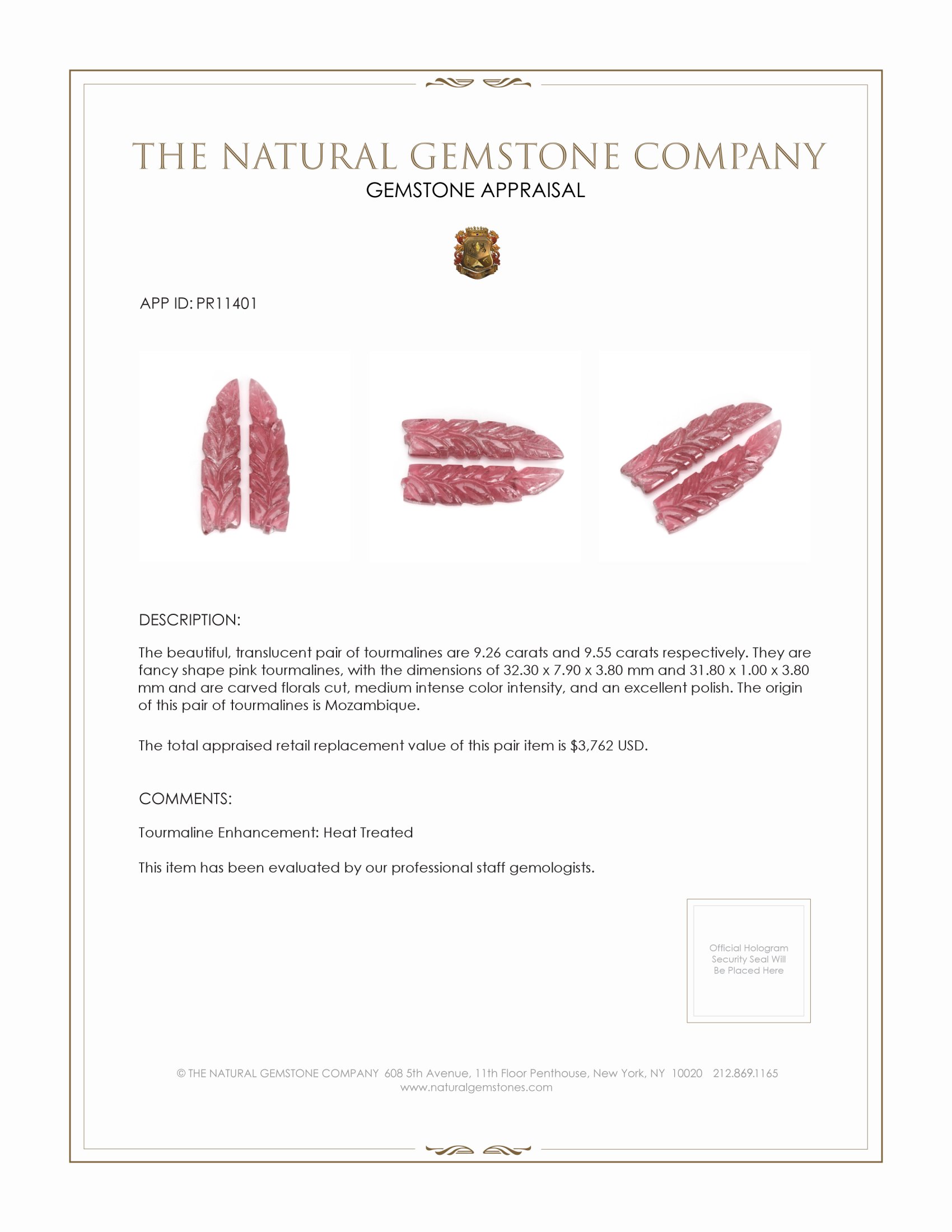 18.81 Ct.Tw. Tourmaline Pair from Mozambique