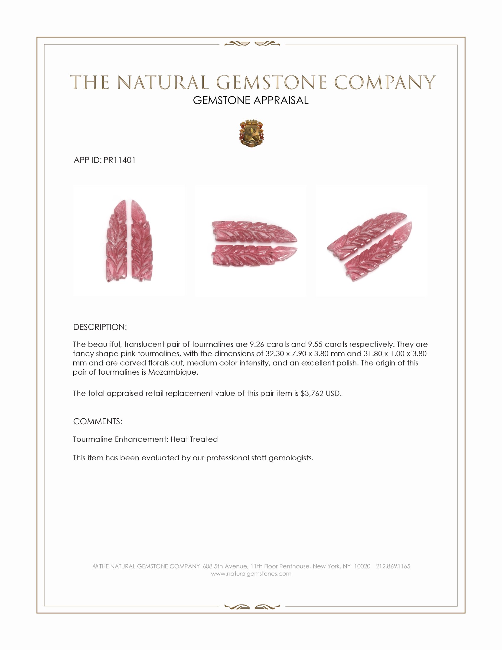 18.81 Ct.Tw. Tourmaline Pair from Mozambique