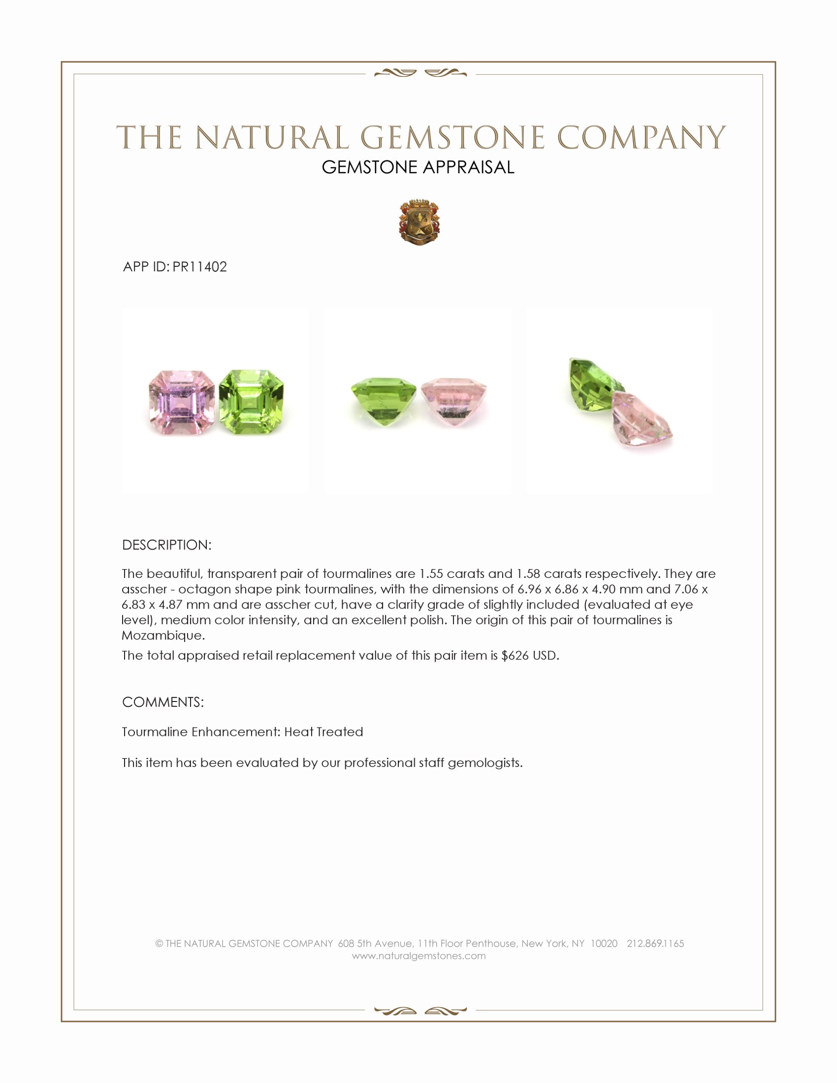 3.13 Ct.Tw. Tourmaline Pair from Mozambique