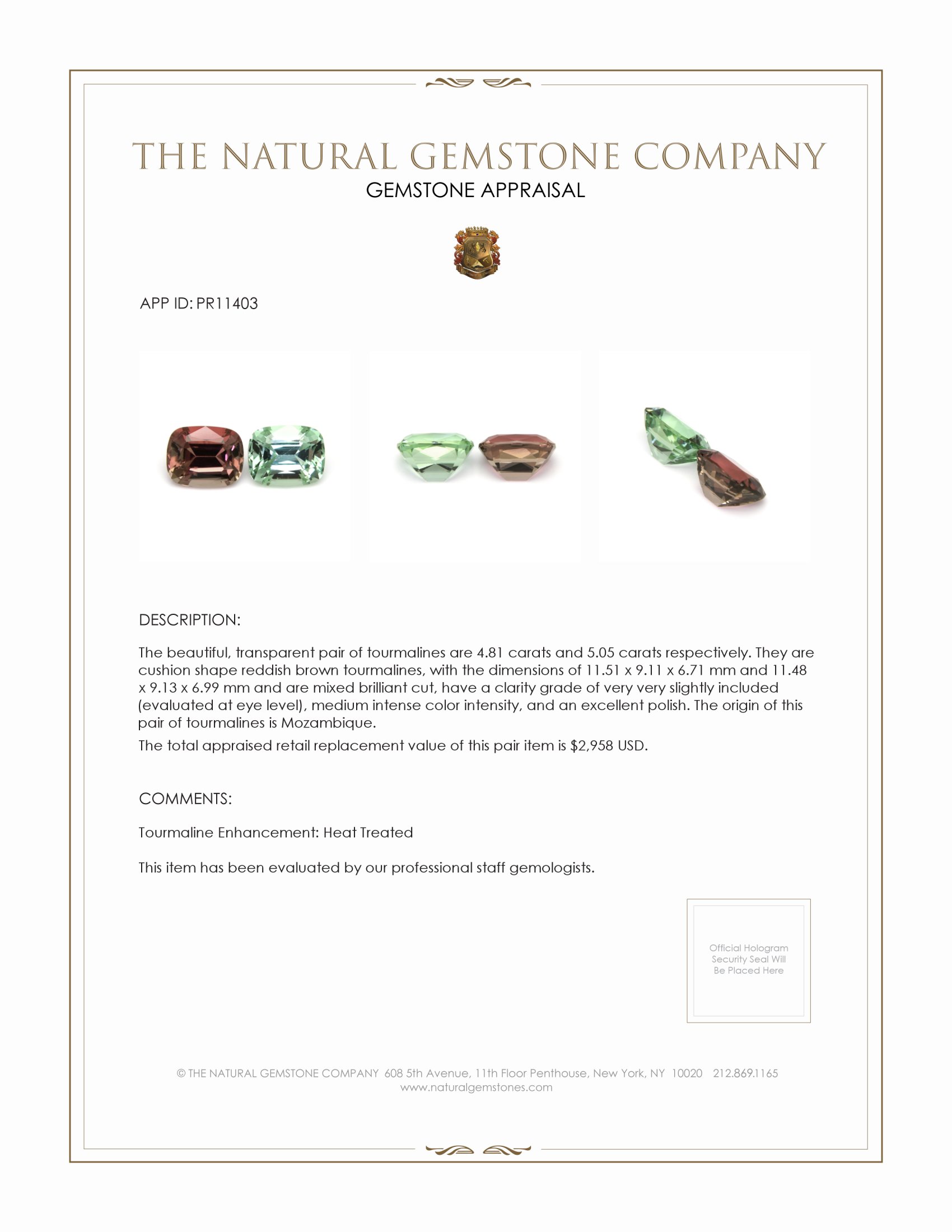 9.86 Ct.Tw. Tourmaline Pair from Mozambique