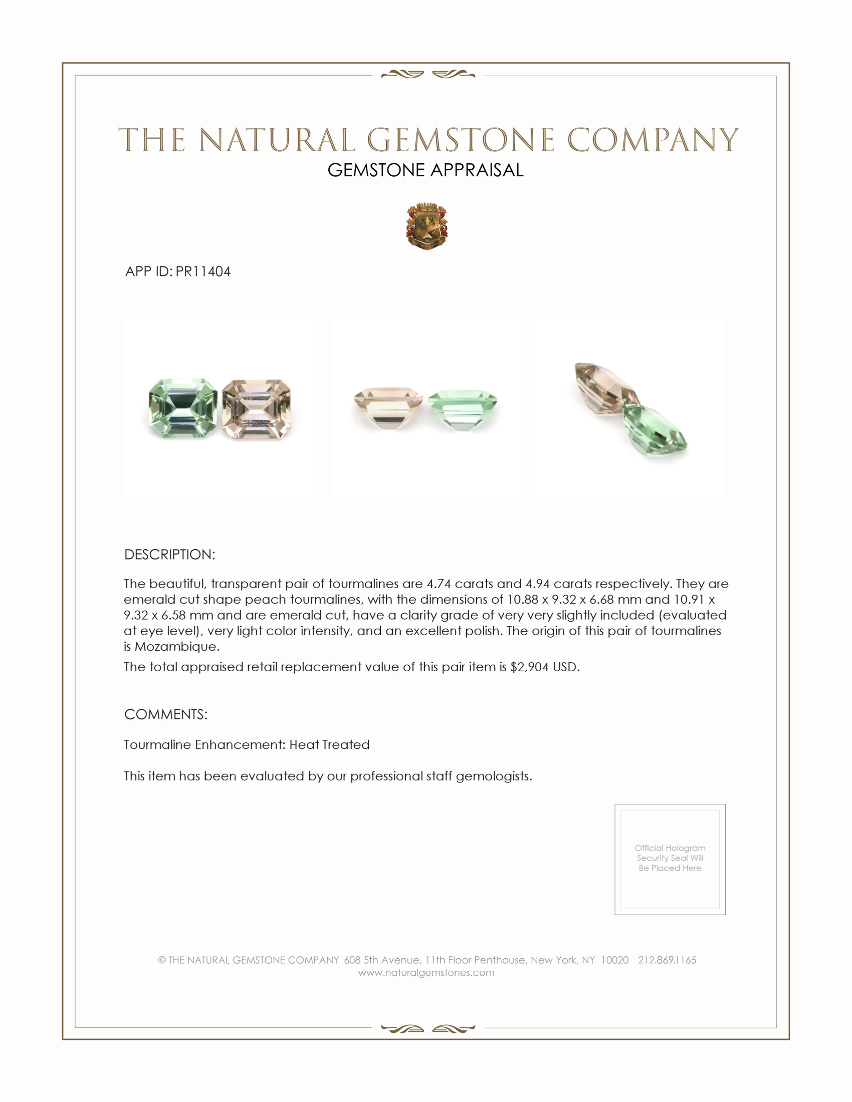 9.68 Ct.Tw. Tourmaline Pair from Mozambique