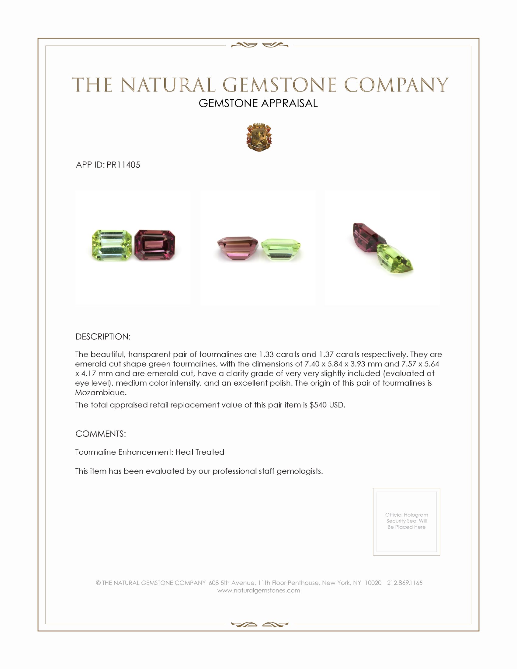 2.70 Ct.Tw. Tourmaline Pair from Mozambique