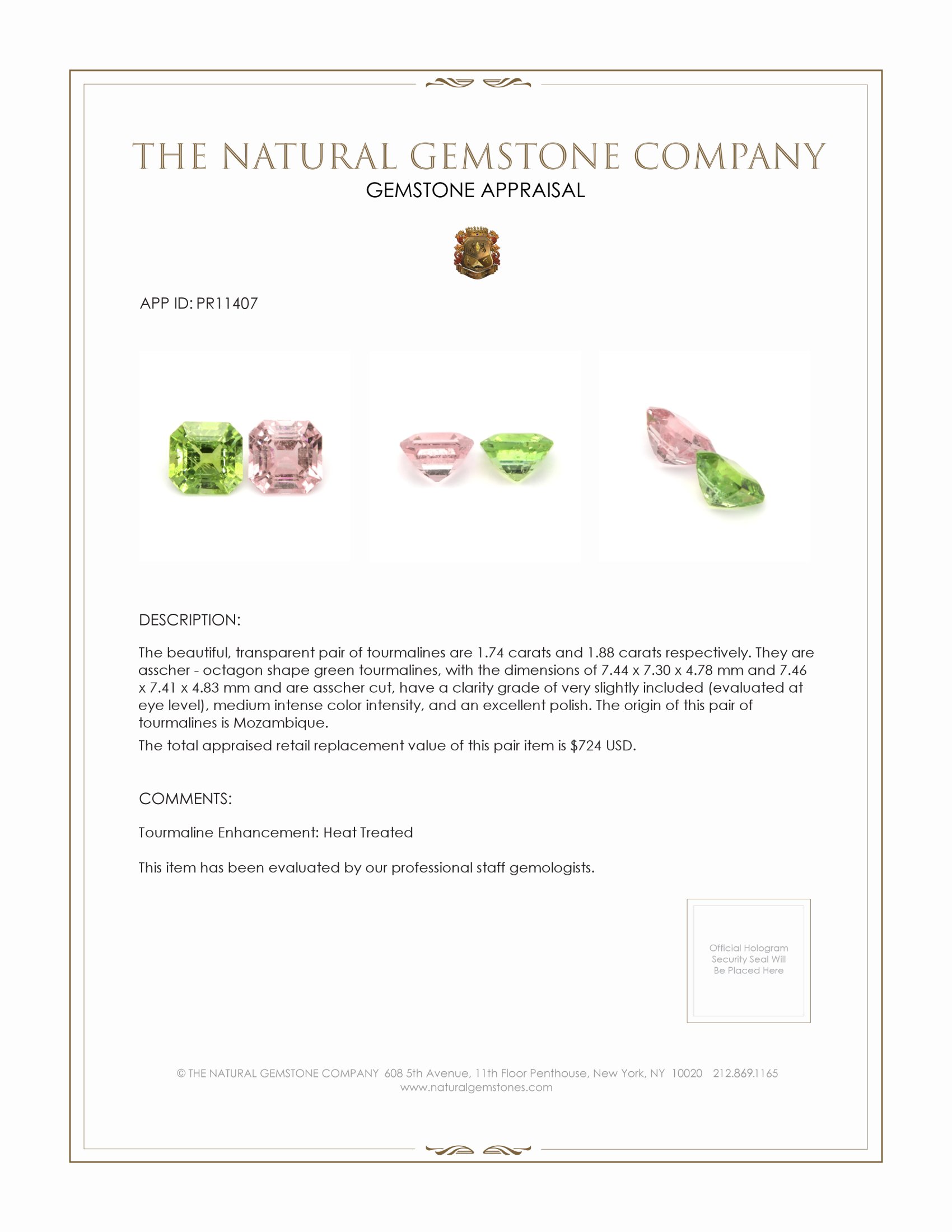 3.62 Ct.Tw. Tourmaline Pair from Mozambique