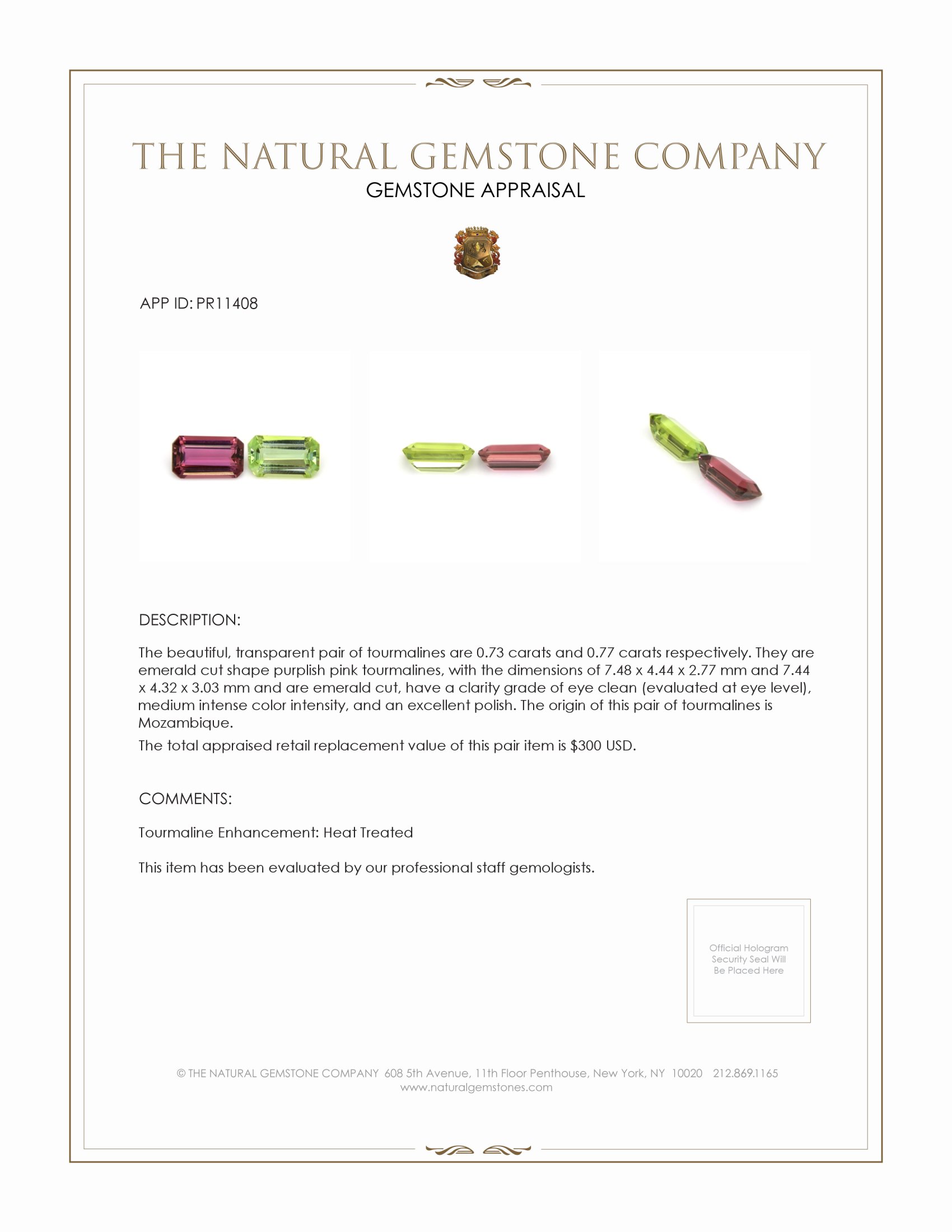 1.50 Ct.Tw. Tourmaline Pair from Mozambique