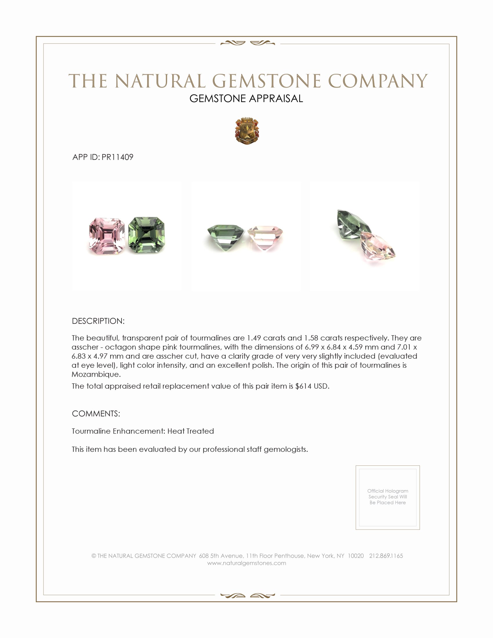 3.07 Ct.Tw. Tourmaline Pair from Mozambique