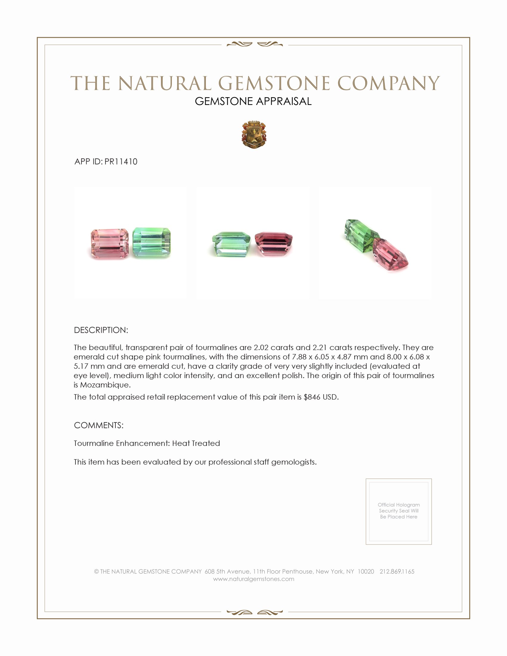 4.23 Ct.Tw. Tourmaline Pair from Mozambique