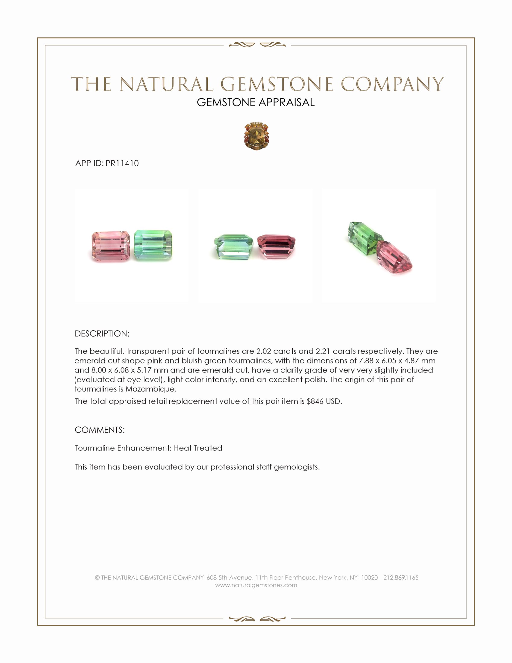 4.23 Ct.Tw. Tourmaline Pair from Mozambique