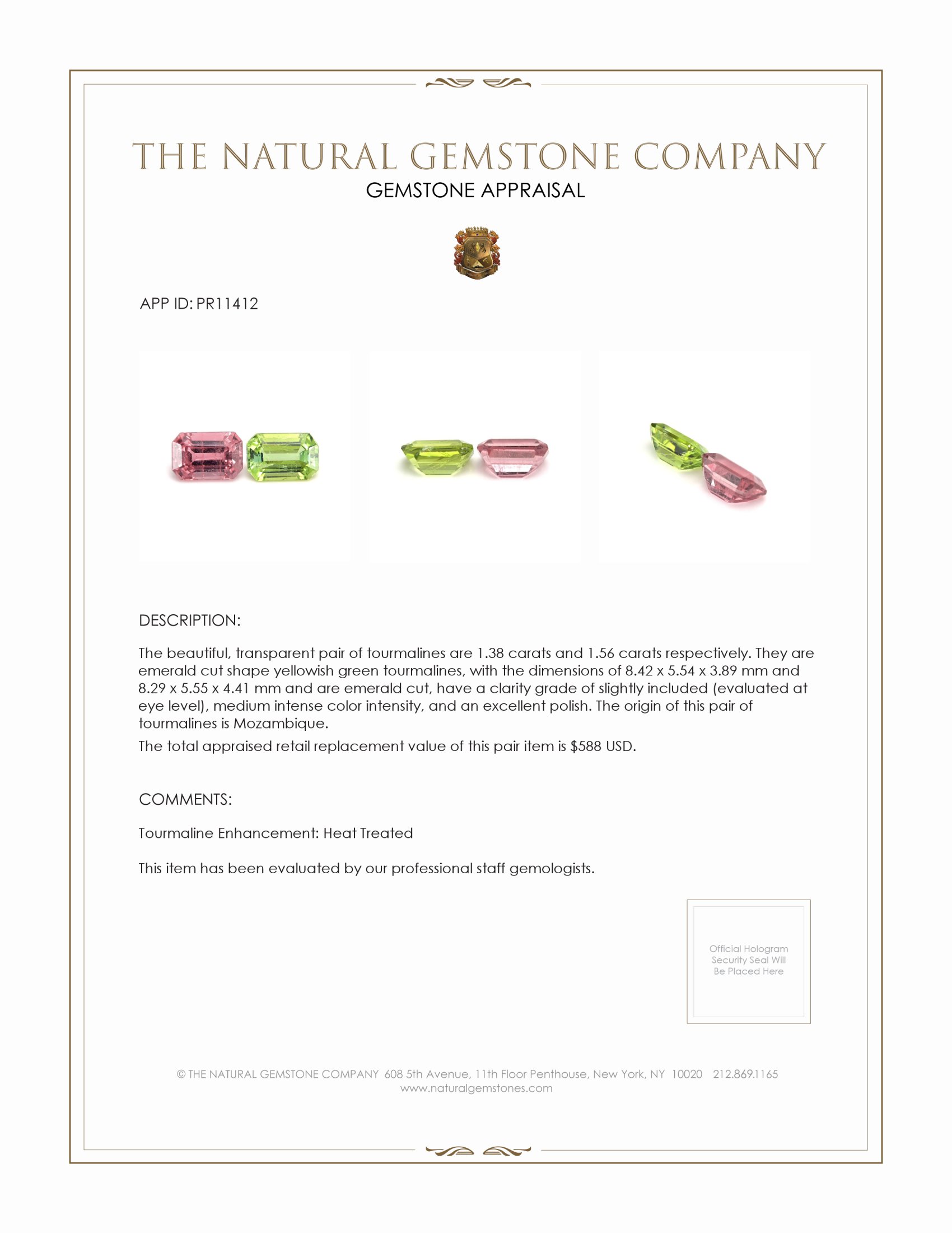 2.94 Ct.Tw. Tourmaline Pair from Mozambique