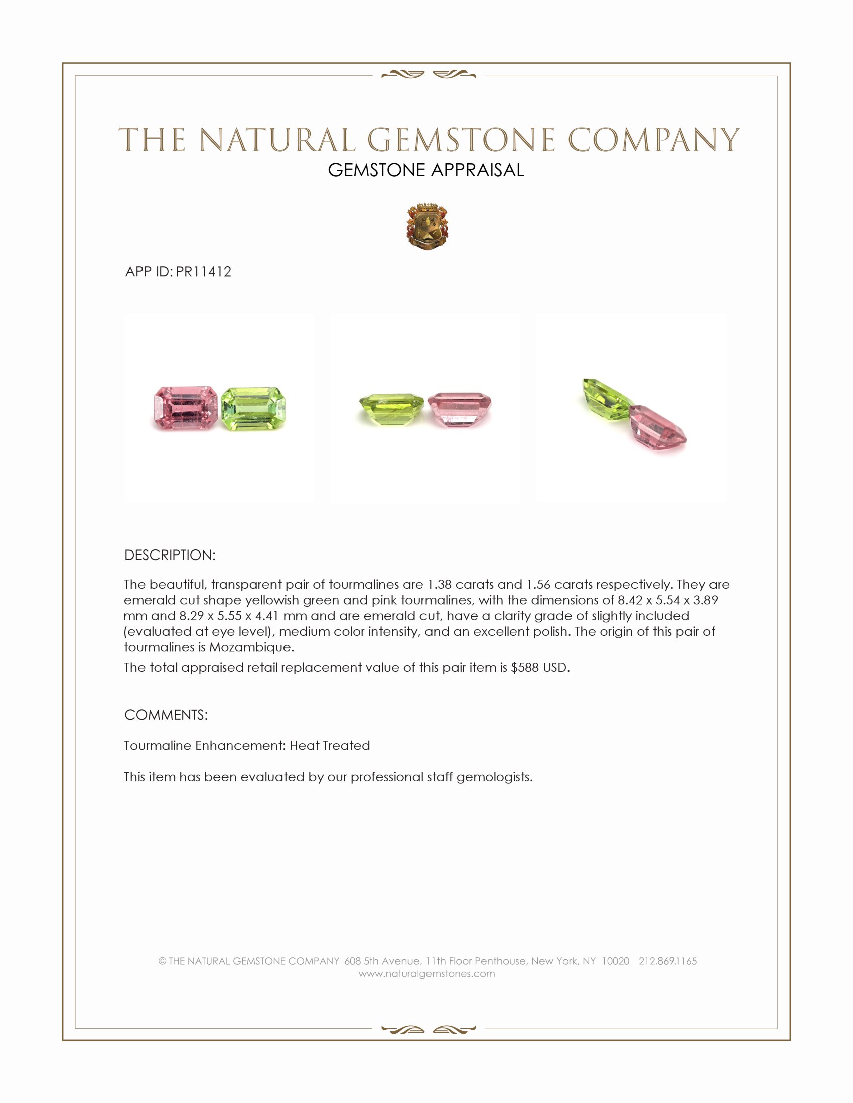 2.94 Ct.Tw. Tourmaline Pair from Mozambique