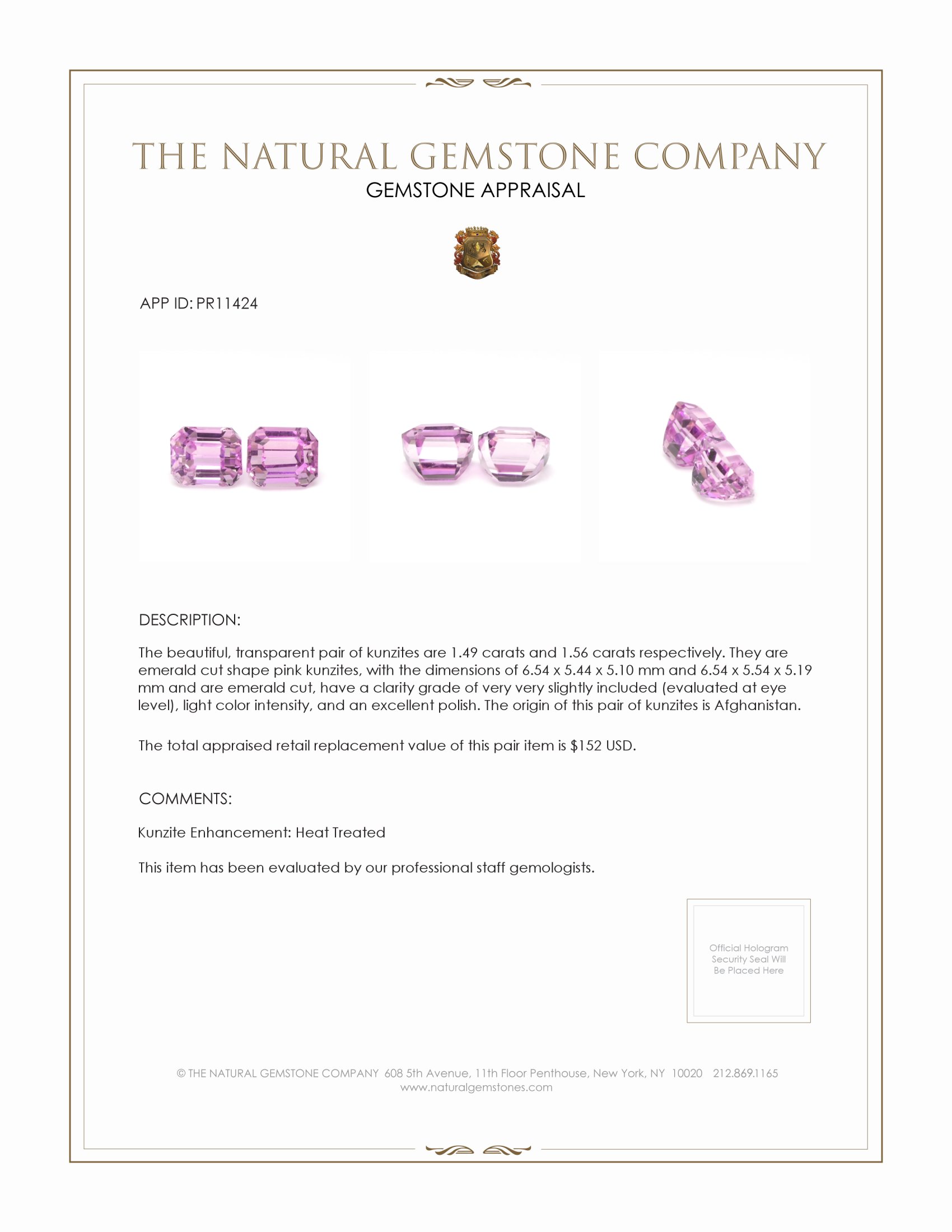 3.05 Ct.Tw. Kunzite Pair from Afghanistan