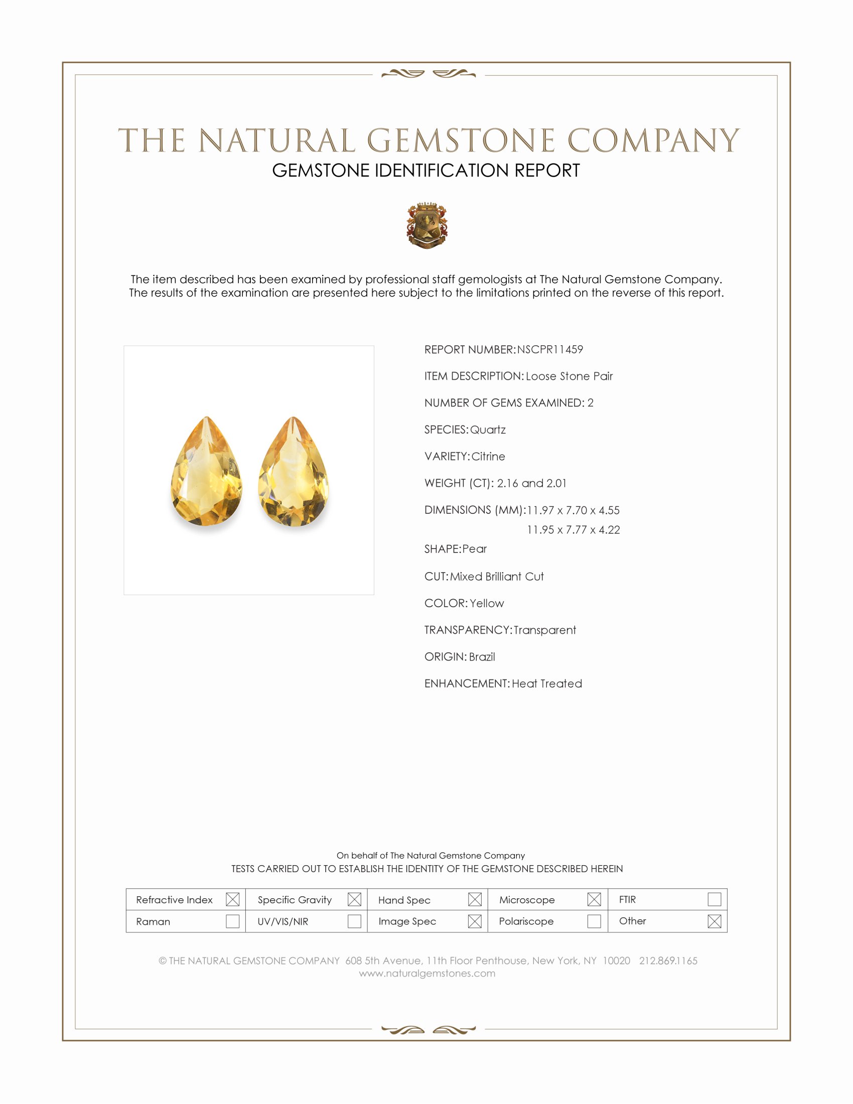 4.17 Ct.Tw. Yellow Citrine Pair from Brazil