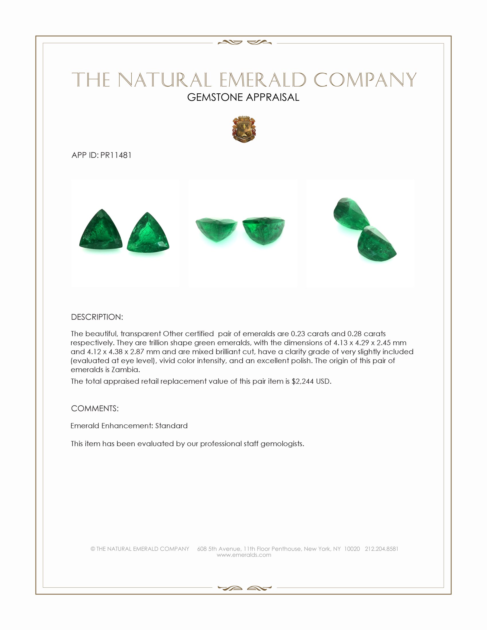 0.51 Ct.Tw. Emerald Pair from Zambia