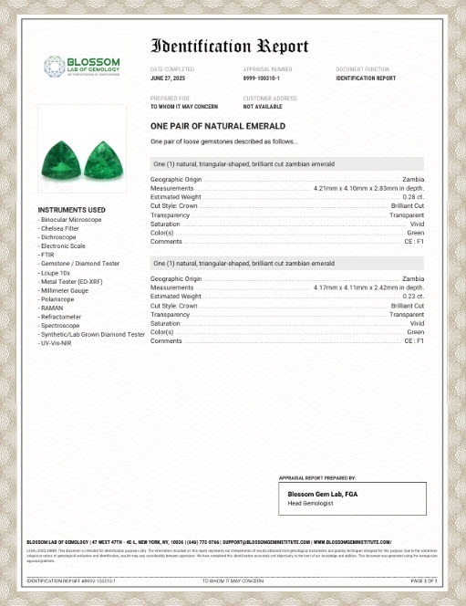 0.51 Ct.Tw. Emerald Pair from Zambia