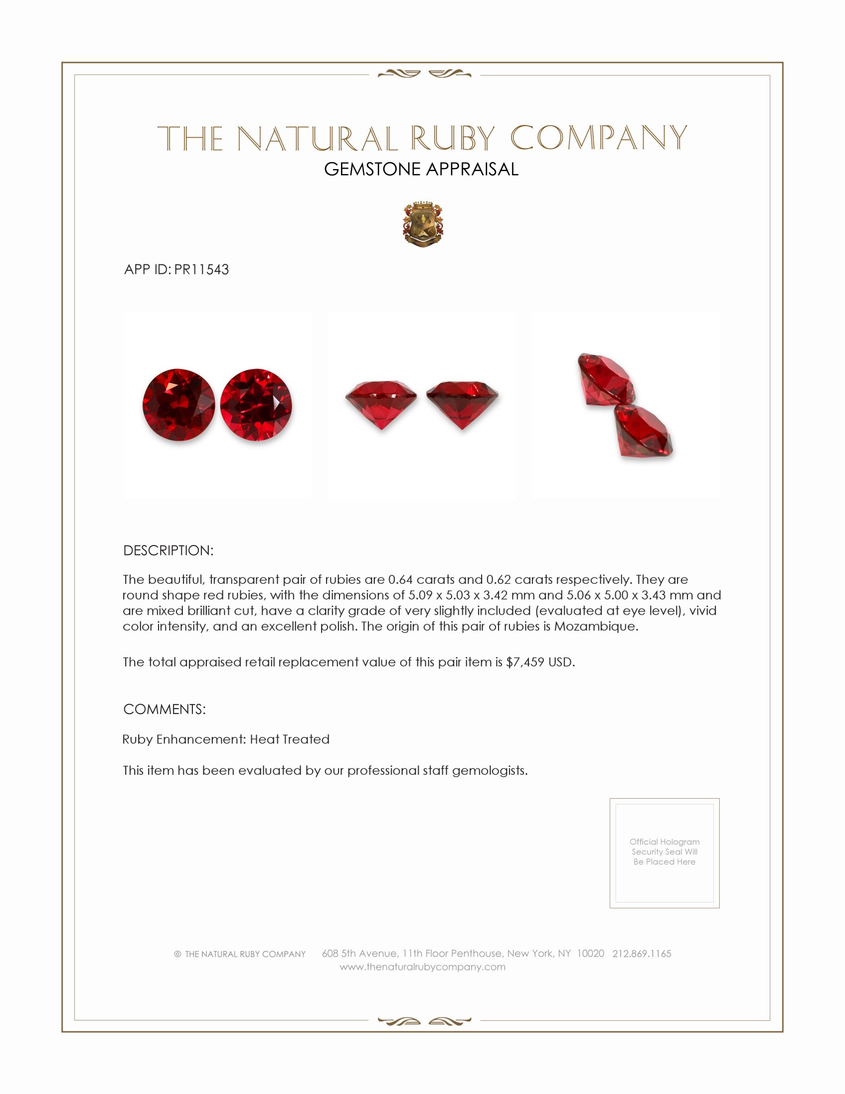 1.26 Ct.Tw. Ruby Pair from Mozambique