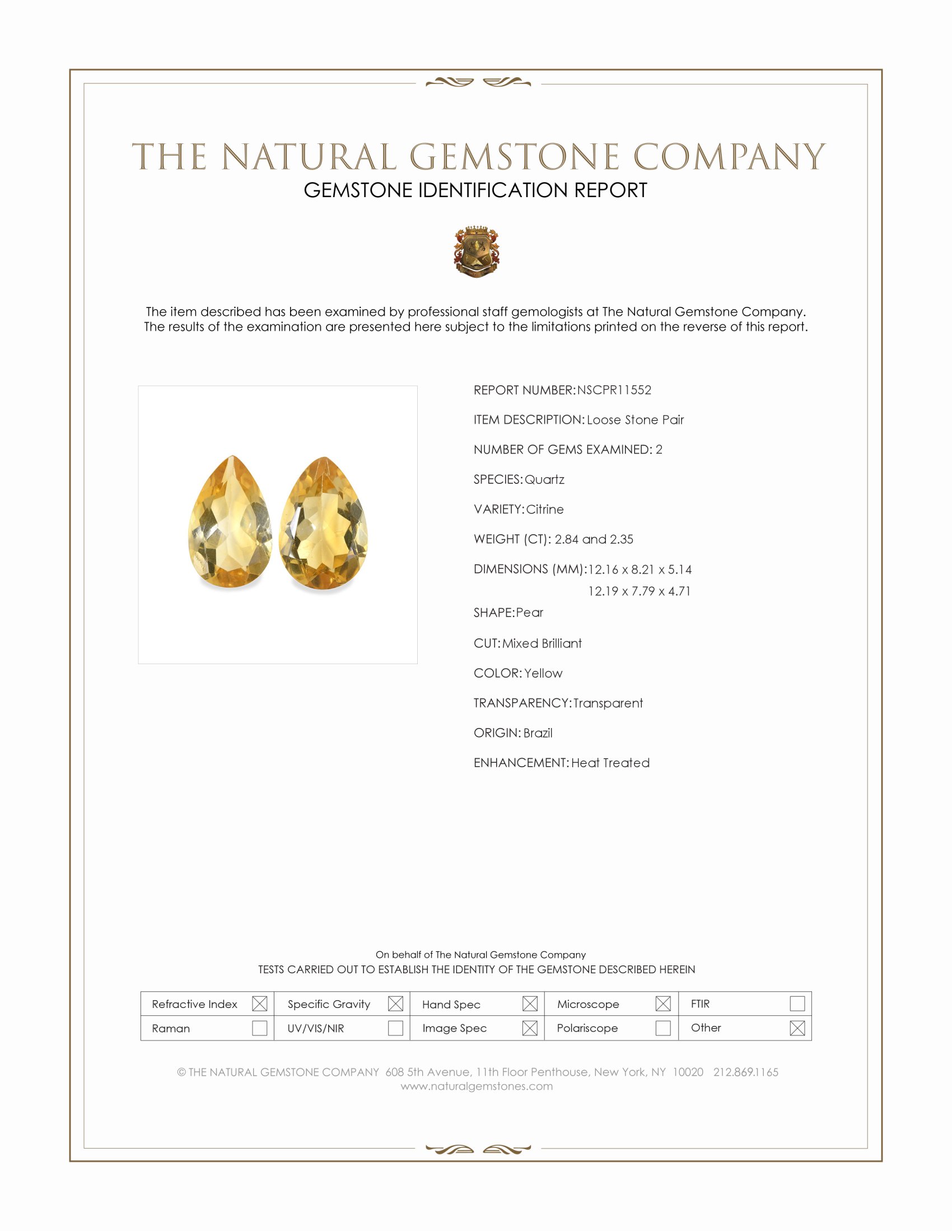 5.19 Ct.Tw. Yellow Citrine Pair from Brazil