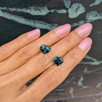 6.21 Ct.Tw.Total Carat Weight Bluish Green Sapphire Pair from Madagascar Life Style