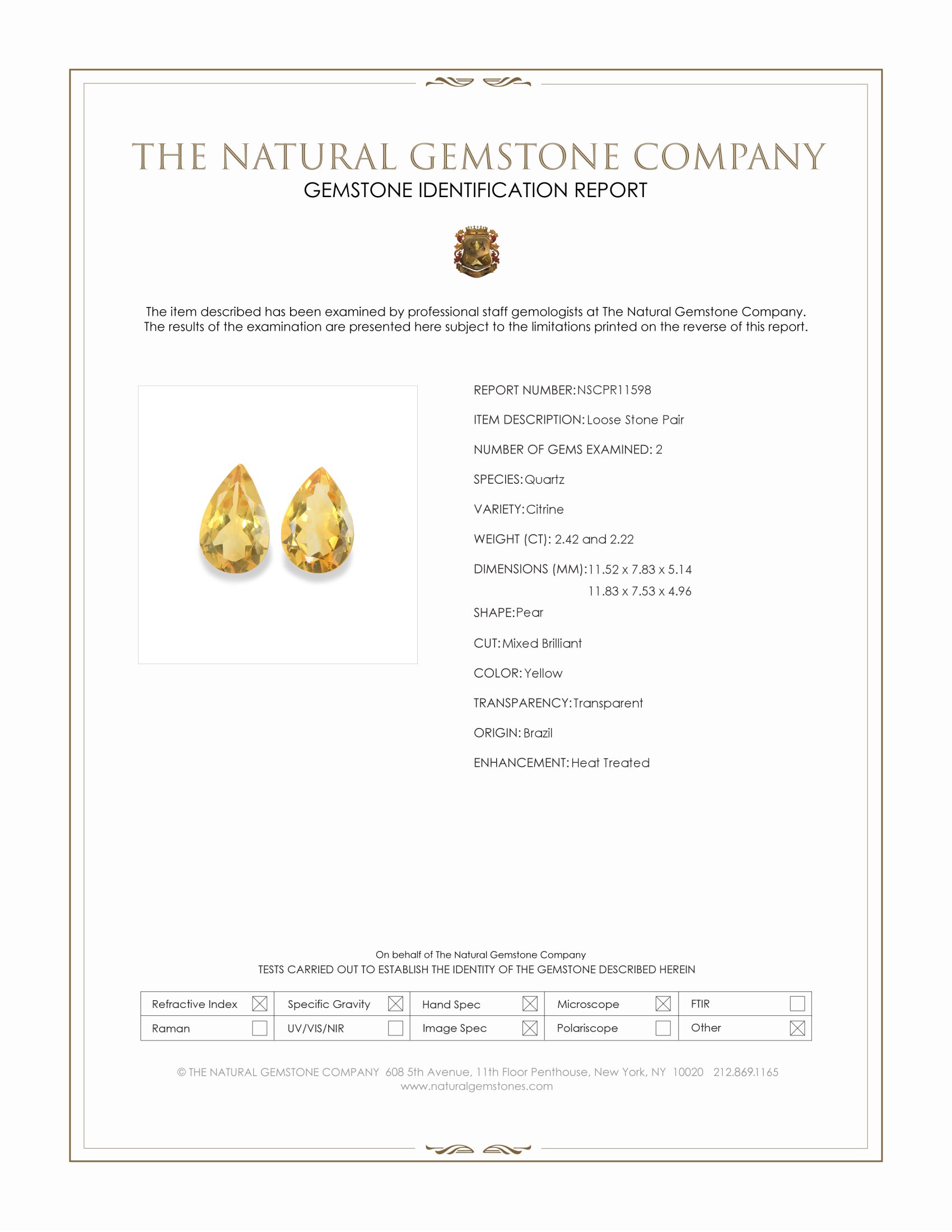 4.64 Ct.Tw. Yellow Citrine Pair from Brazil