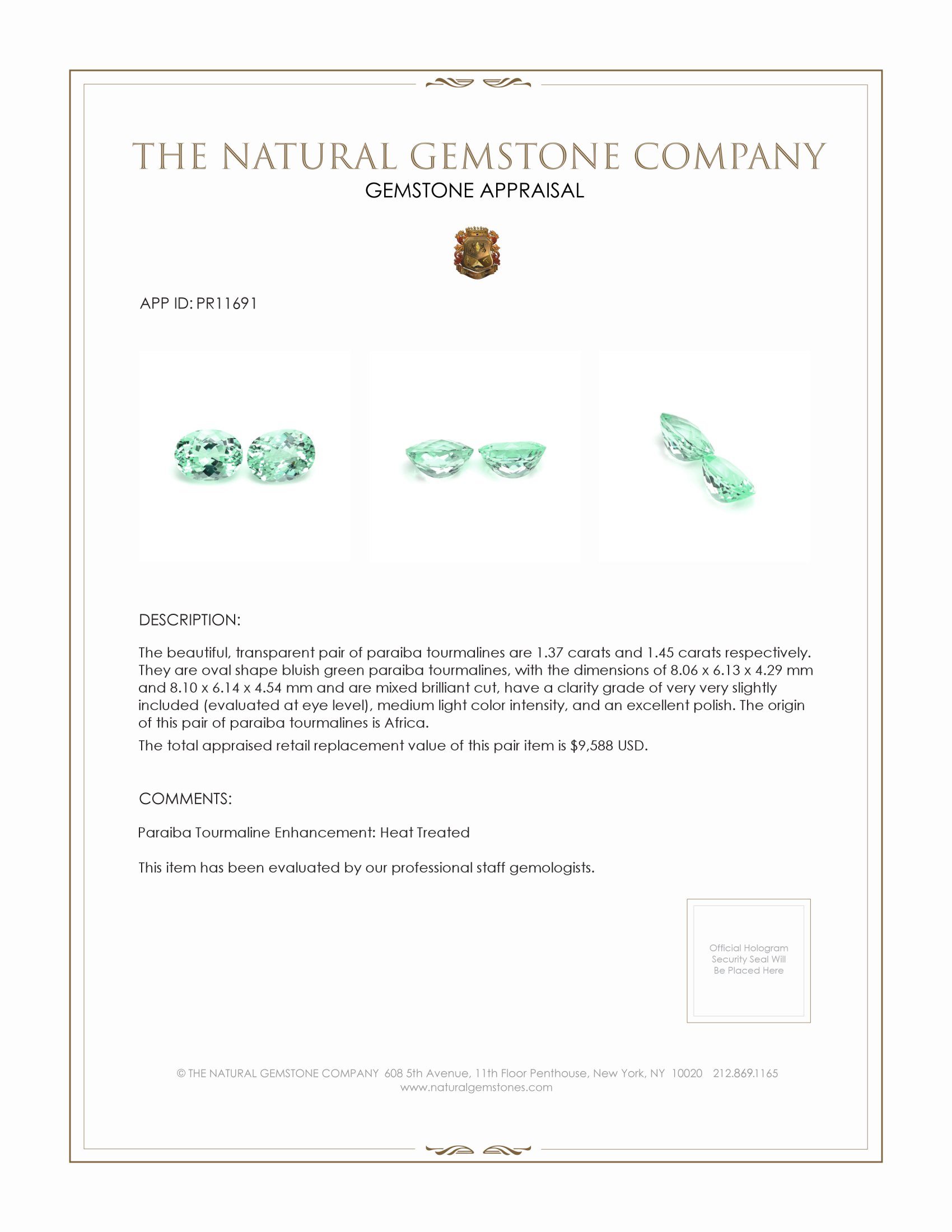 2.82 Ct.Tw. Paraiba Tourmaline Pair from Africa